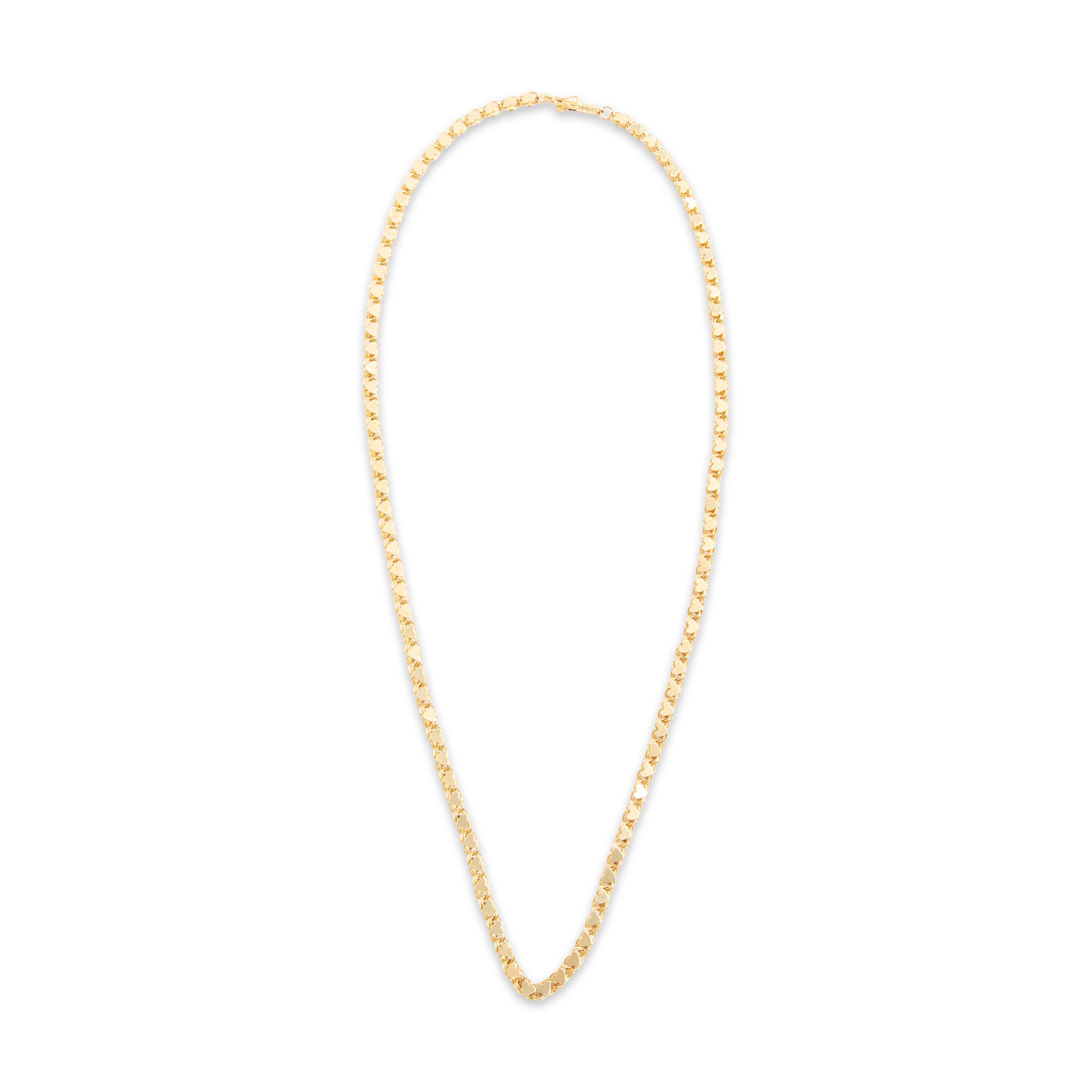 Vintage 14k Yellow Gold Mini Heart Link Necklace - Overall view