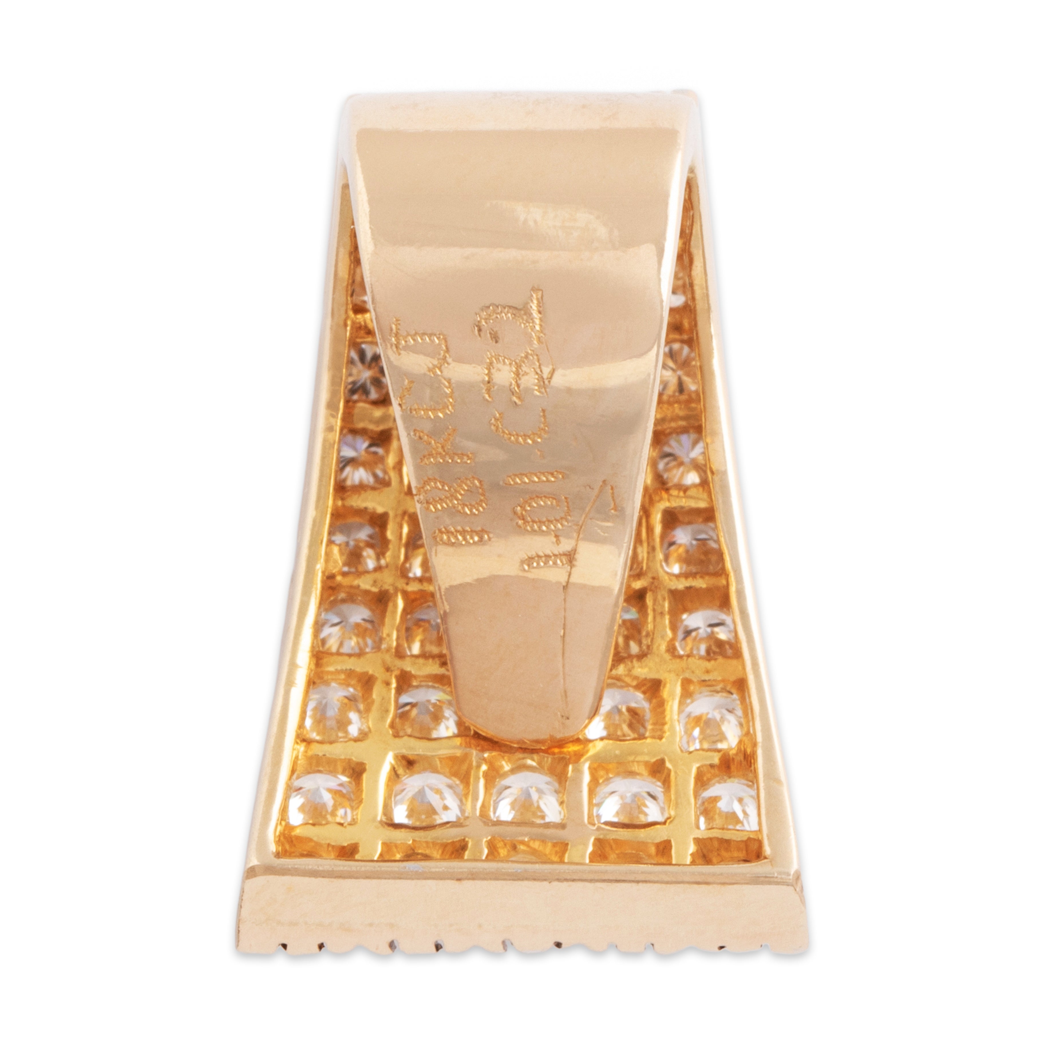 Vintage 14k Yellow Gold 1.01cttw Diamond Fabulous Flared Slide Pendant - Back view