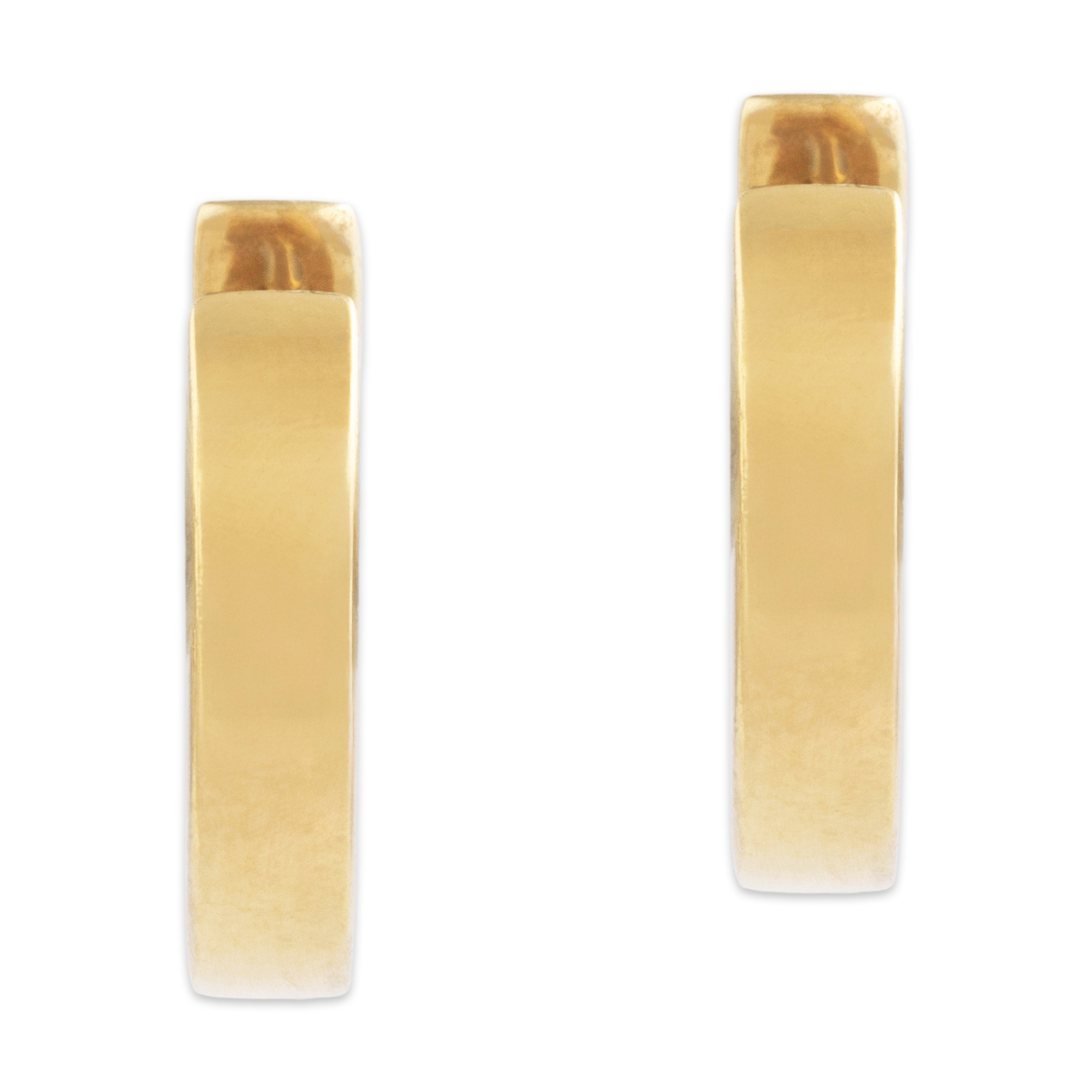 Vintage 18k Yellow Gold Ruby Diamond Beautiful Alternating Small Hoop Earrings - Back view