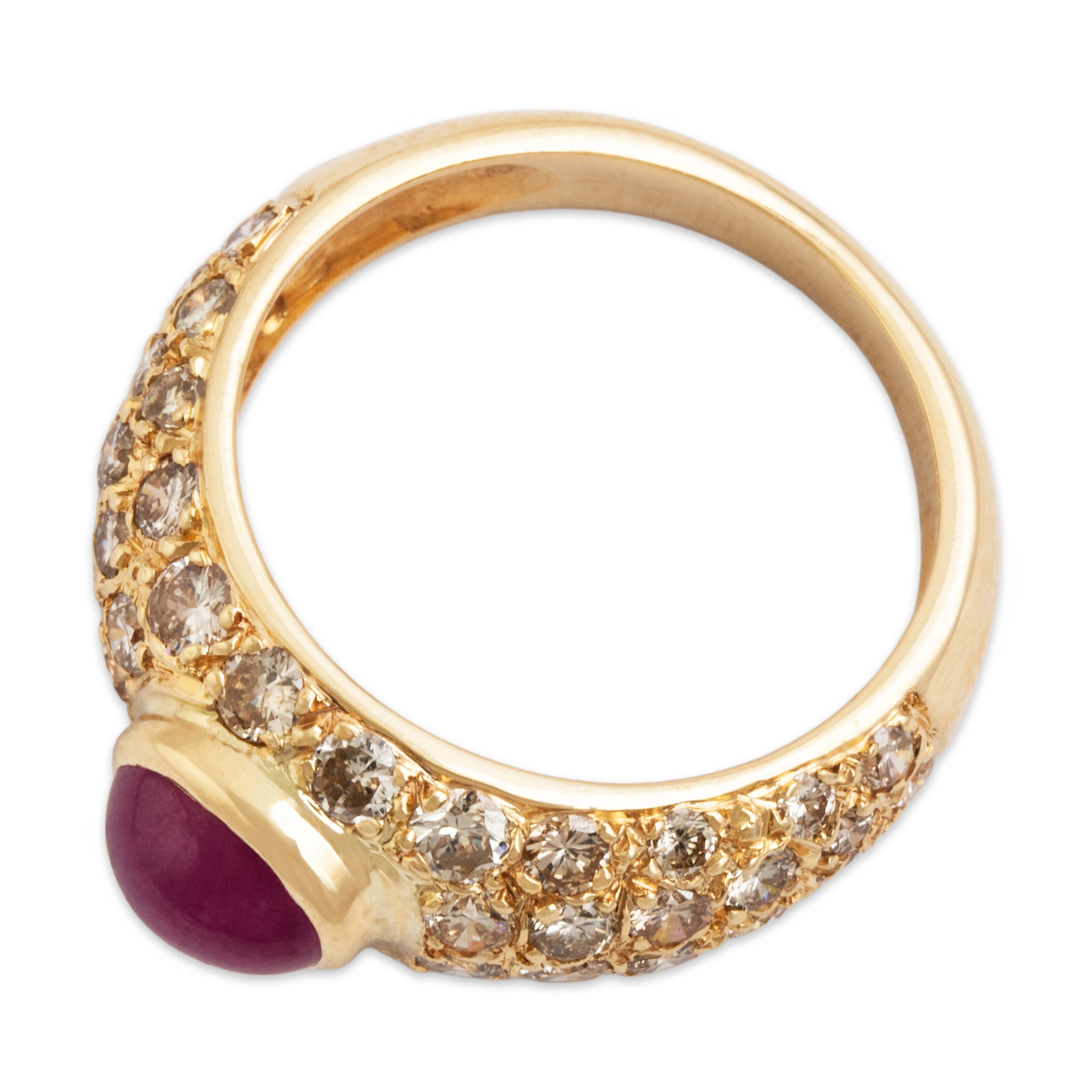 Vintage 14k Yellow Gold 1.3ct Ruby 1.622cttw Diamond Stunning Ring - Overall view