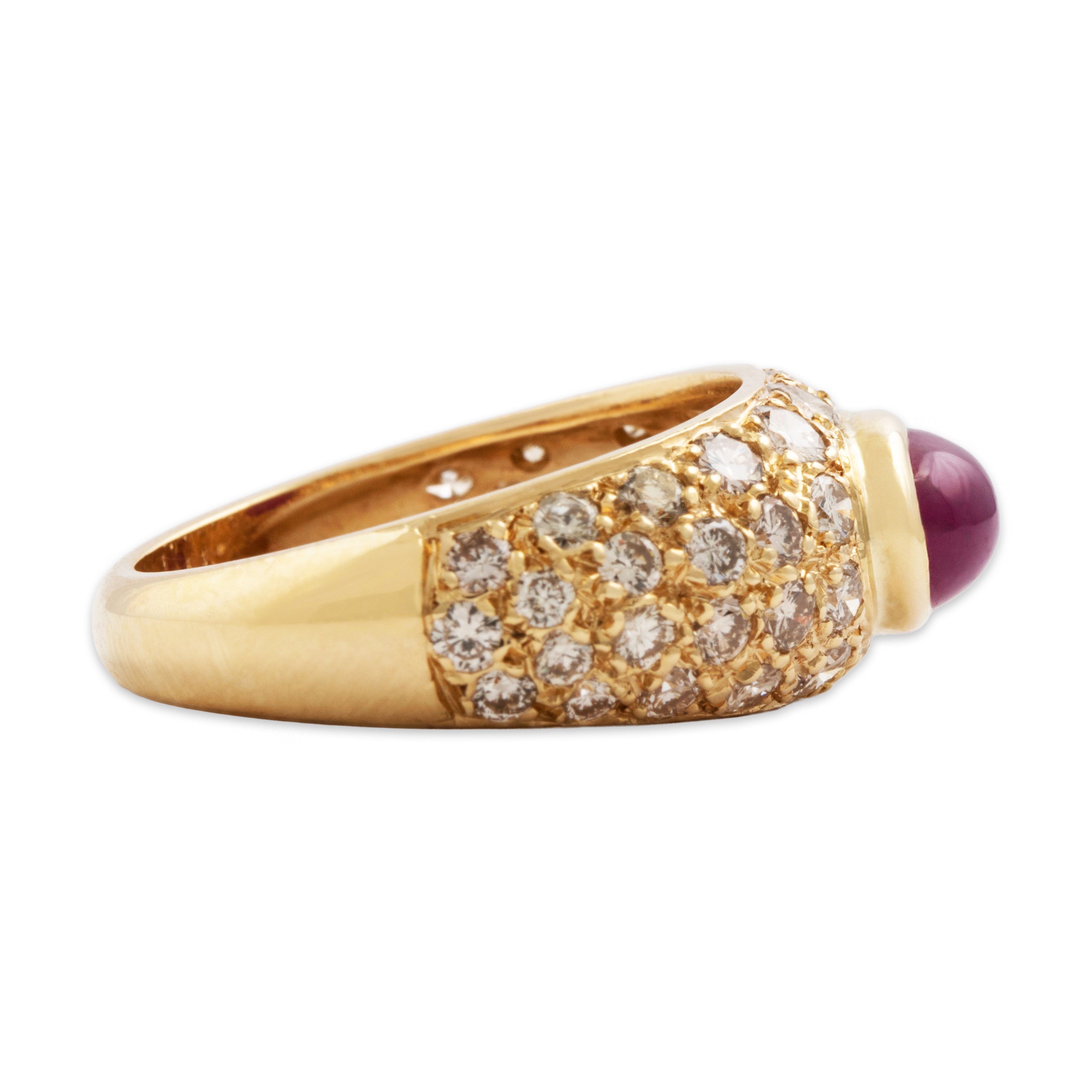 Vintage 14k Yellow Gold 1.3ct Ruby 1.622cttw Diamond Stunning Ring - Side view