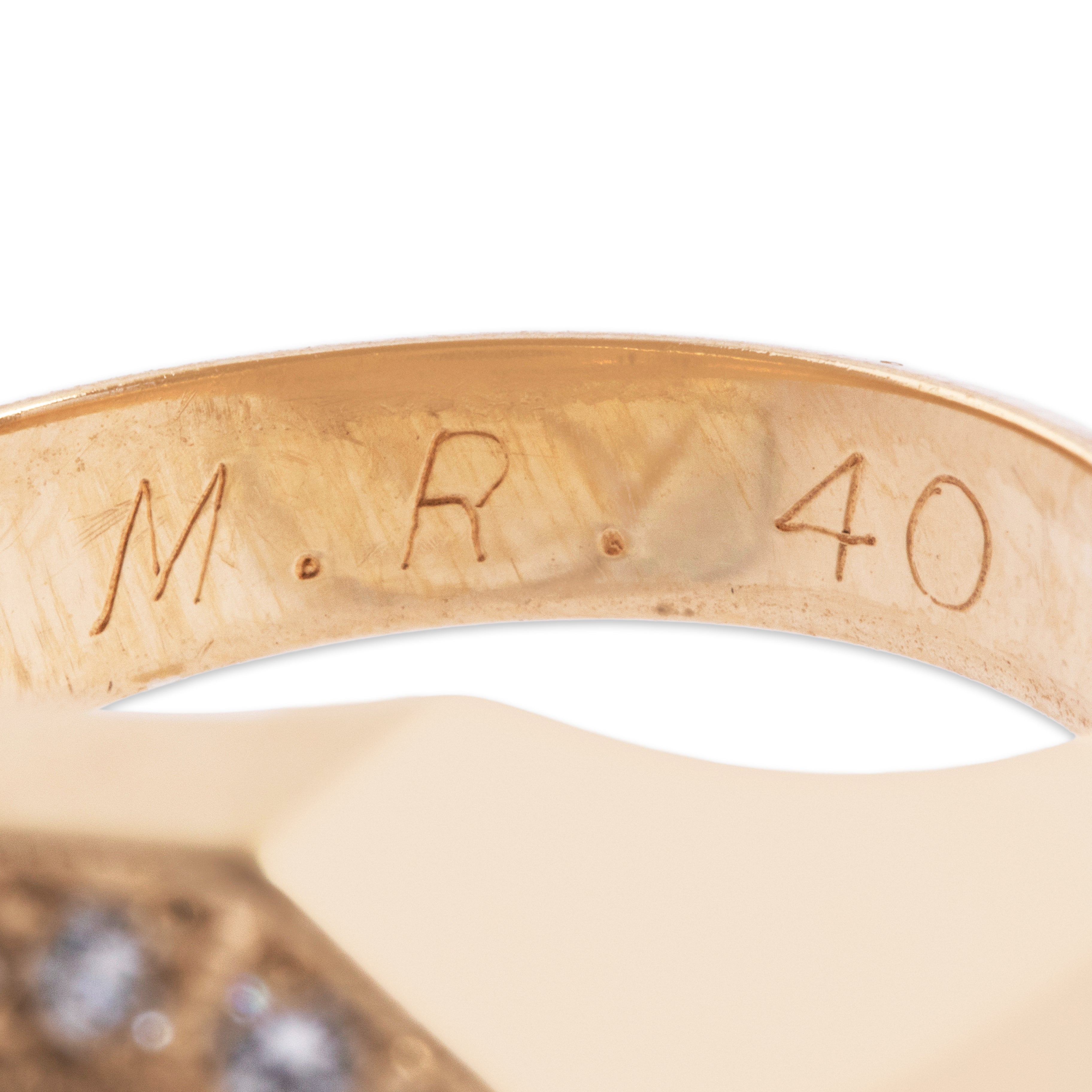 Vintage Heavy 10k Yellow Gold Onyx Diamond Striking Octagonal Halo Ring - Hallmark view