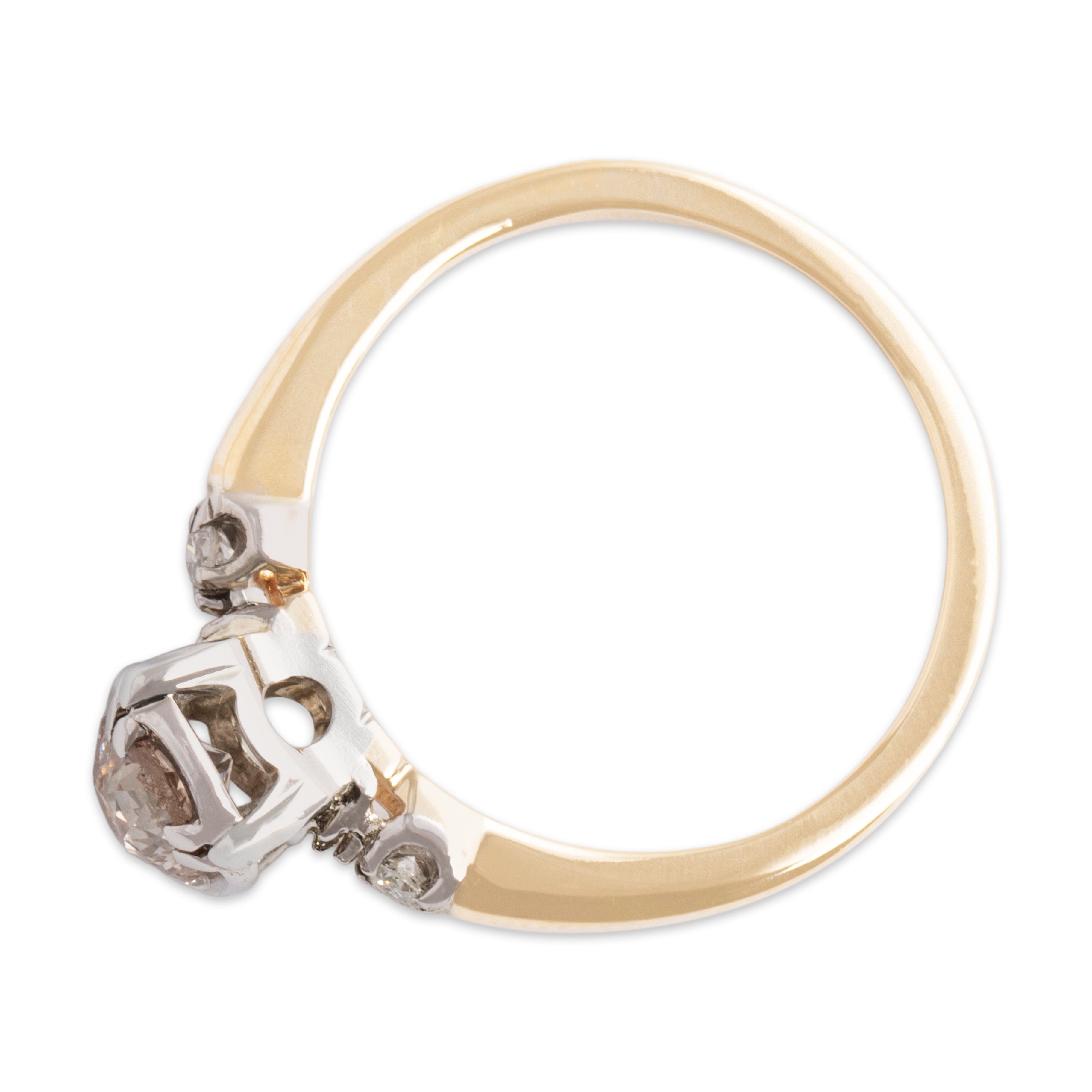 Vintage 14k Yellow & White Gold .406cttw Champagne Old Mine Diamond Superb Ring - Overall view