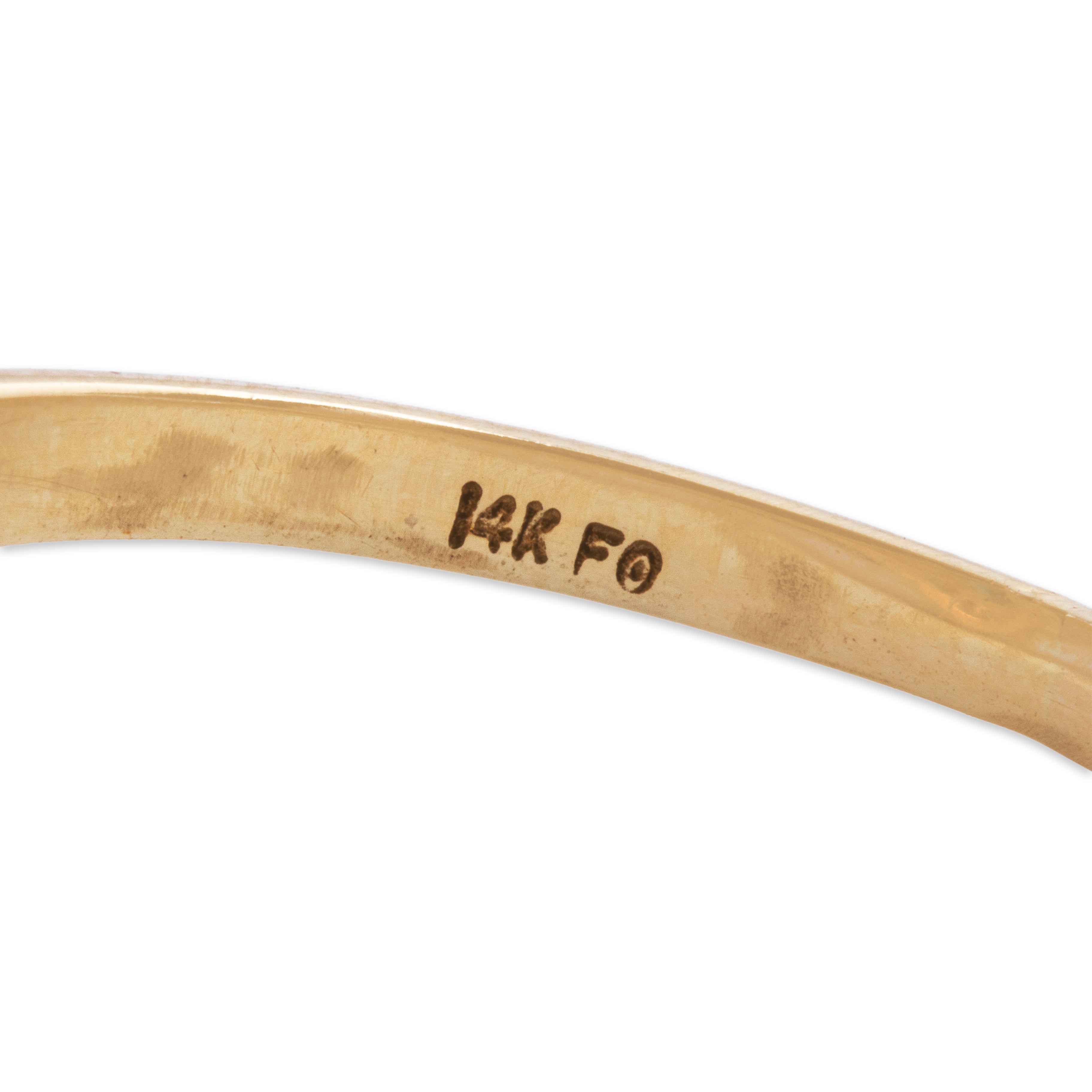 Vintage 14k Yellow Gold 2ct Topaz Diamond Lovely Step Halo Ring - Hallmark view