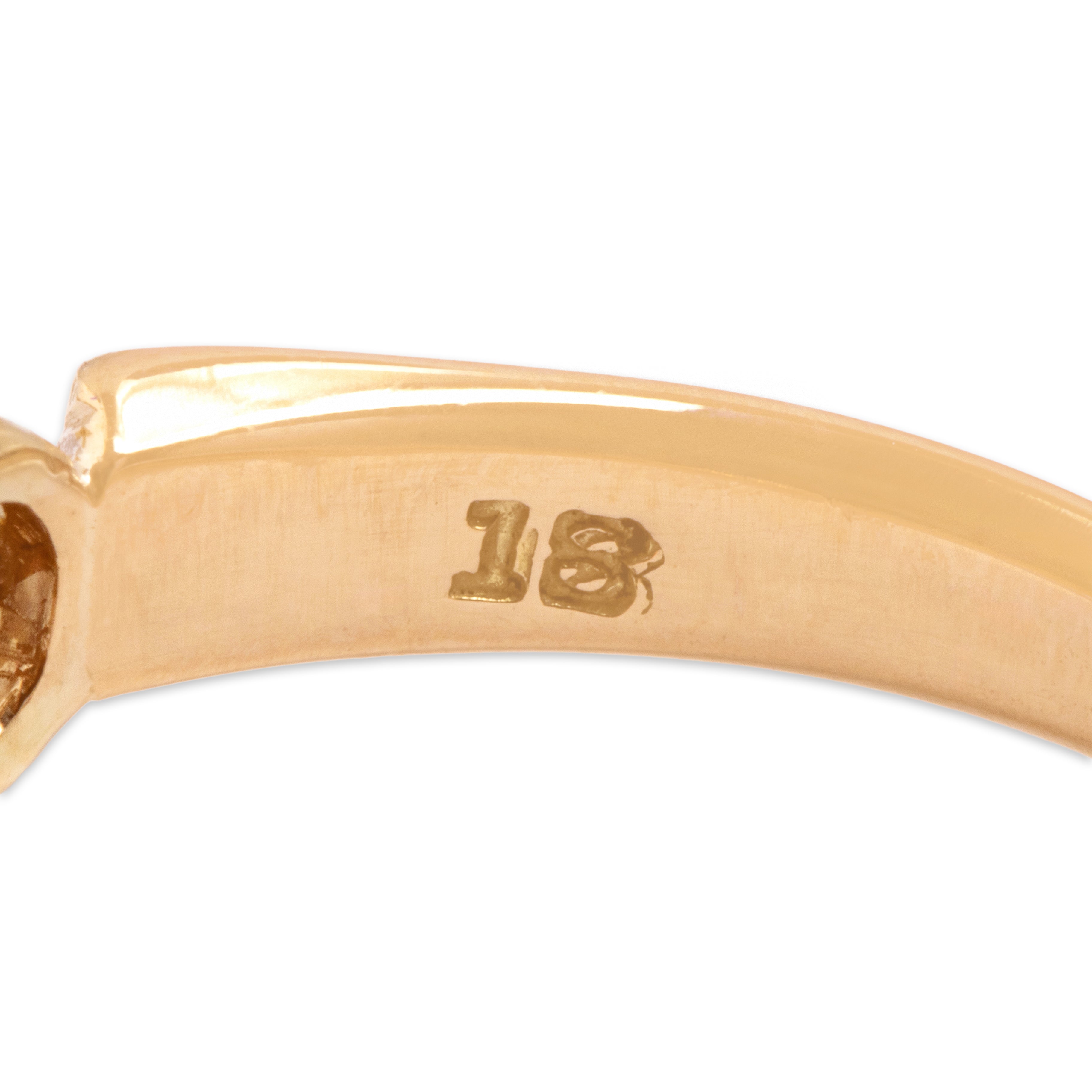 Antique 18k Rosy Yellow Gold .92ct Old Mine Cut Diamond Fantastic Solitaire Ring - Hallmark view