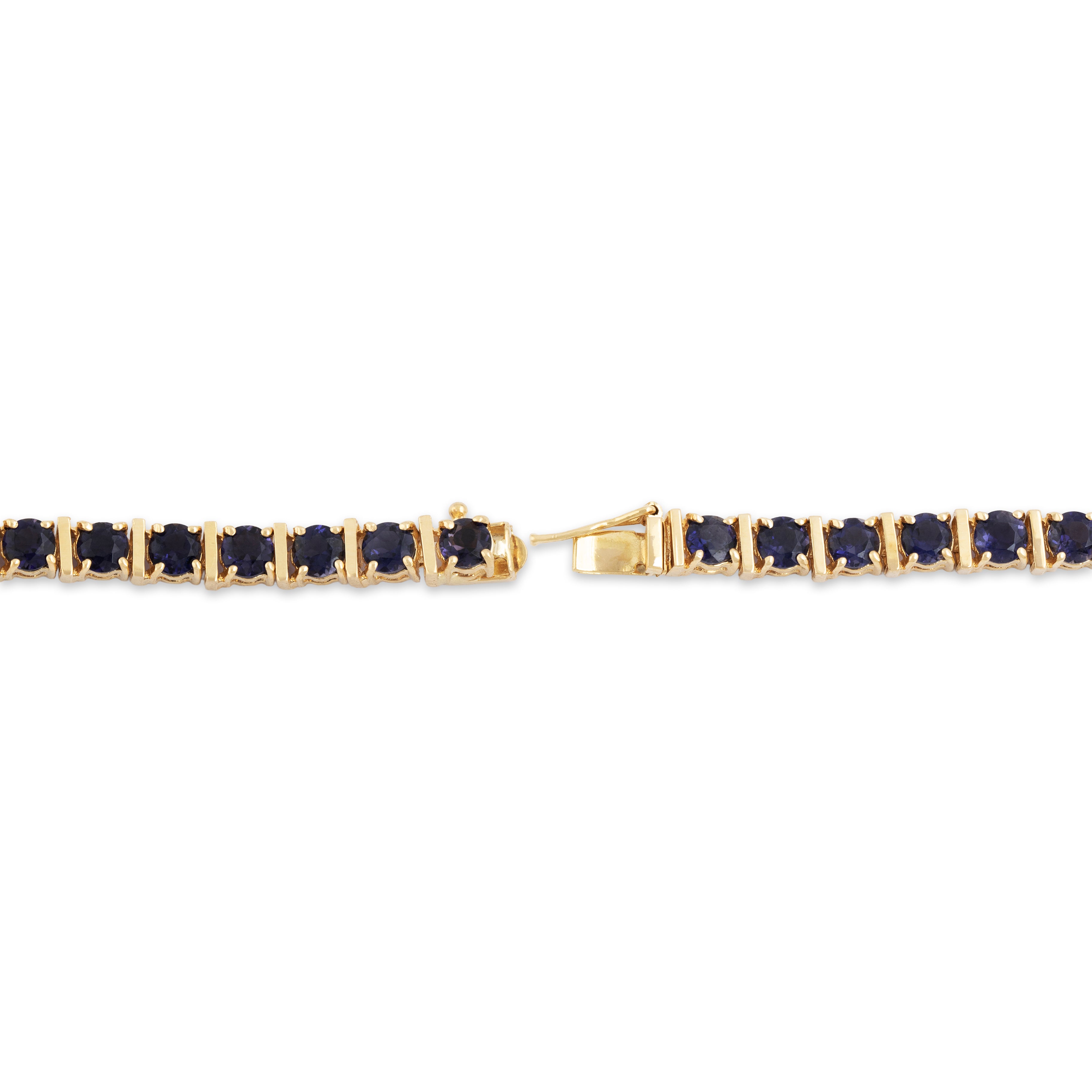 Vintage 14k Yellow Gold 6.1cttw Iolite Wonderful Purple Tennis Bracelet - clasp view