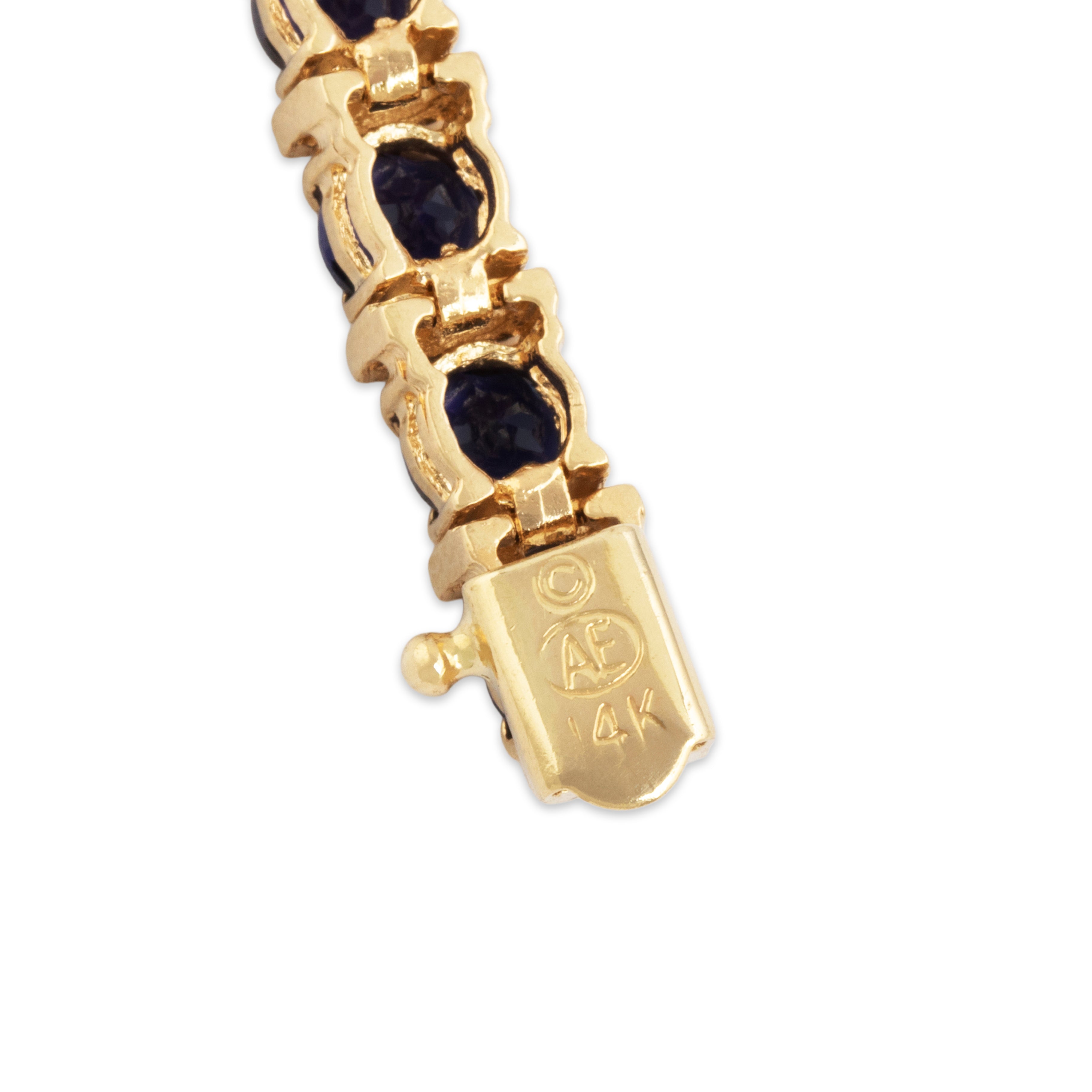 Vintage 14k Yellow Gold 6.1cttw Iolite Wonderful Purple Tennis Bracelet - Hallmark view