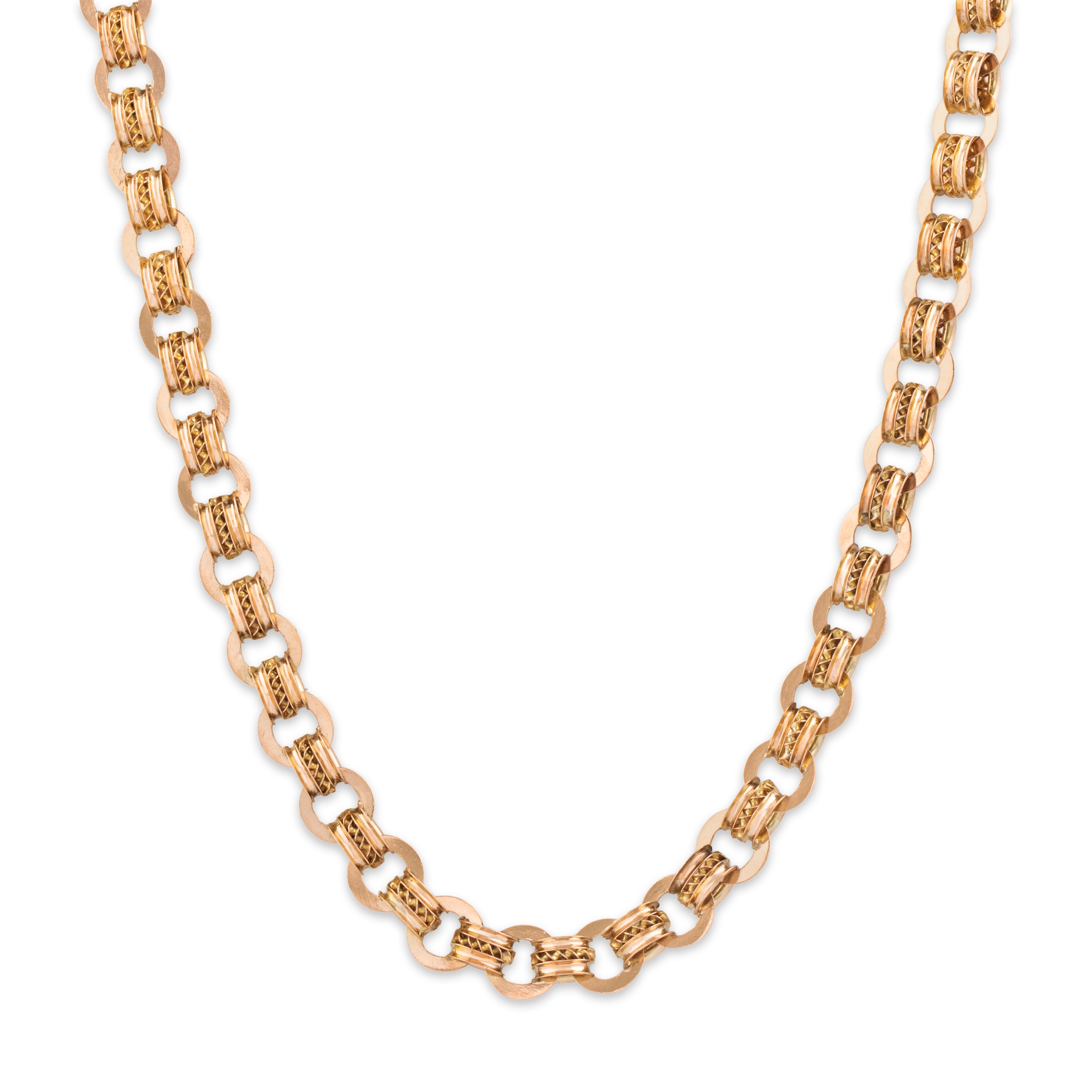 Antique Victorian 10k Rosy Yellow Gold Book Chain Necklace 19.5