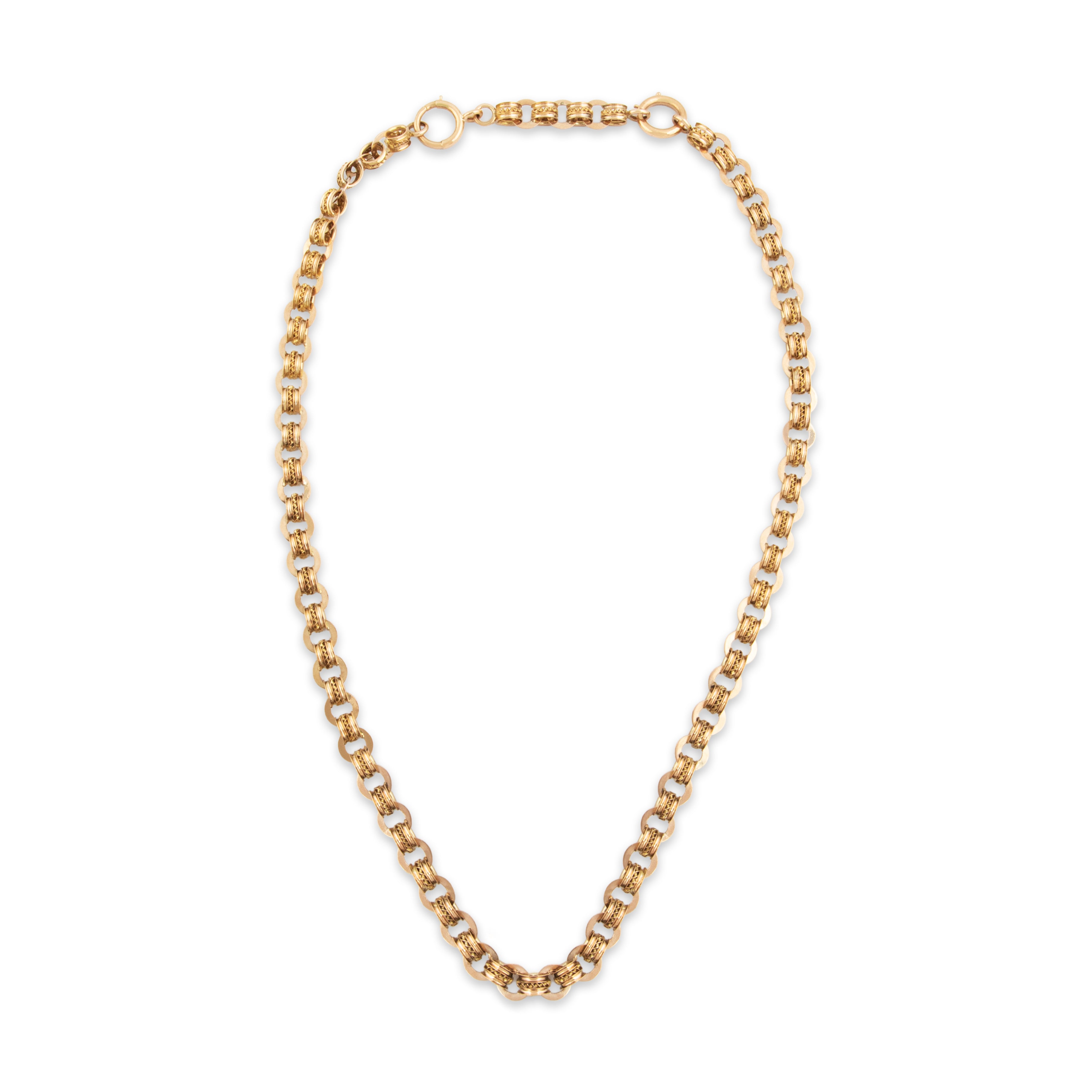 Antique Victorian 10k Rosy Yellow Gold Book Chain Necklace 19.5