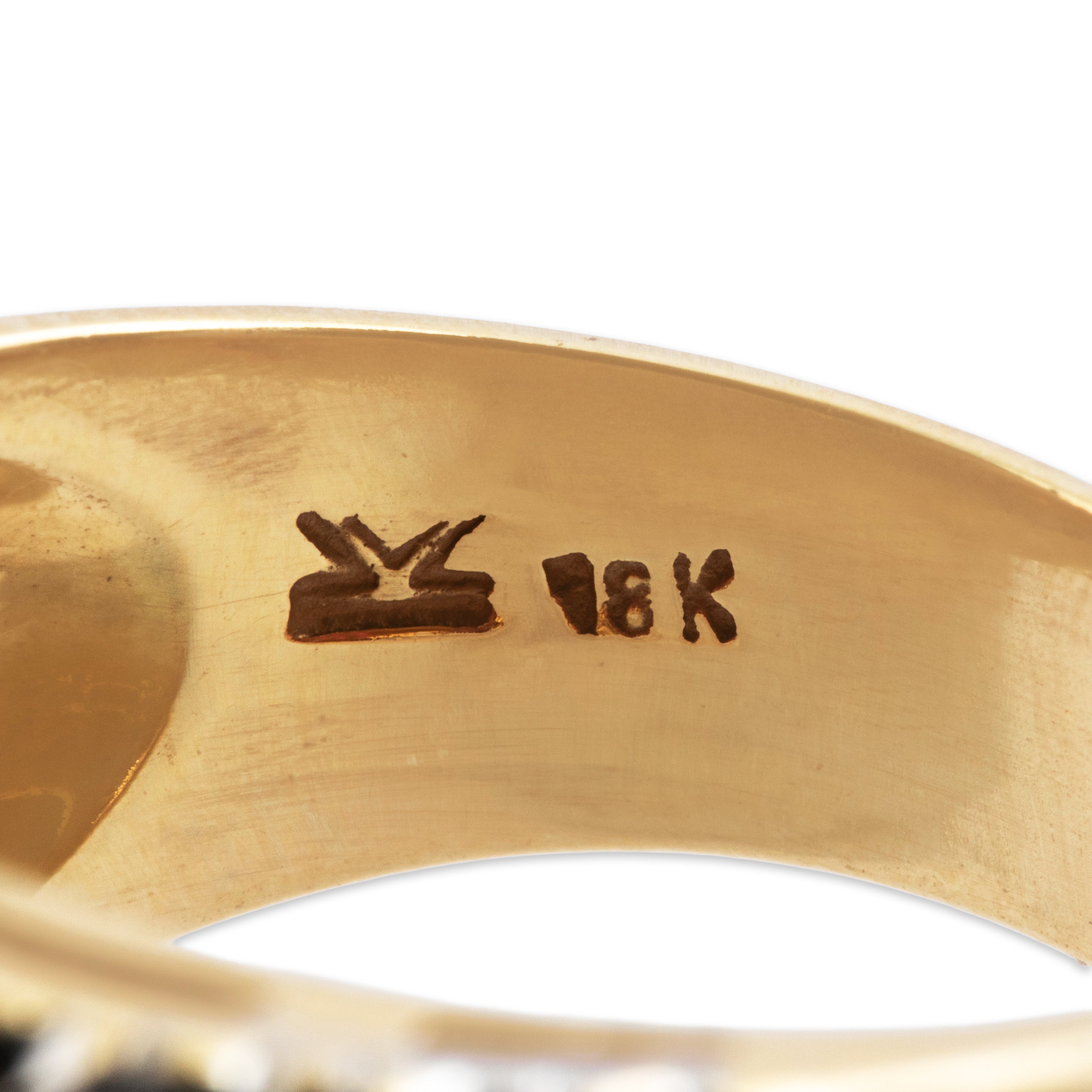 Vintage Heavy 18k Yellow Gold 3.06cttw Ruby Diamond Superb Wide Band Ring - Hallmark view