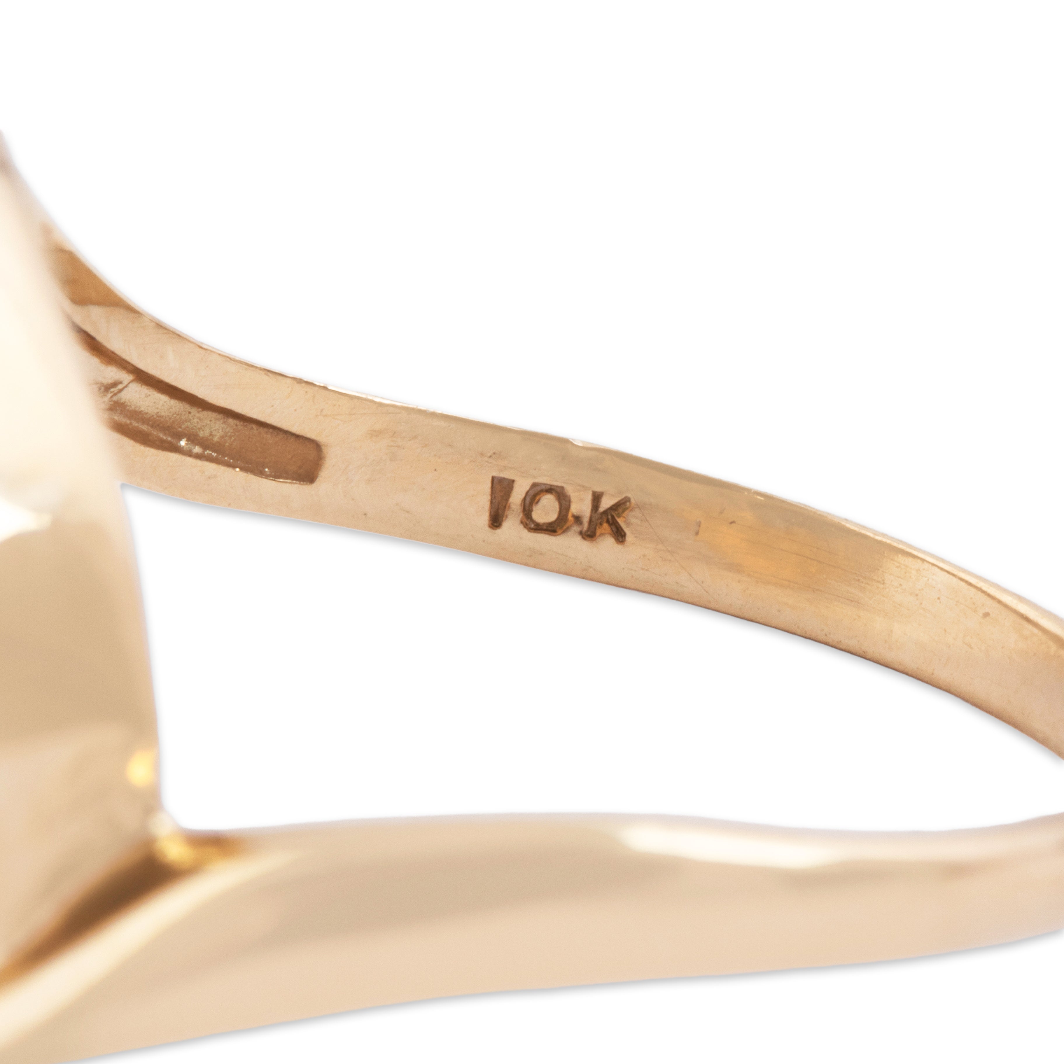 Vintage 10k Yellow Gold 1.7ct Jade Textured Nestled Basket Ring - Hallmark view