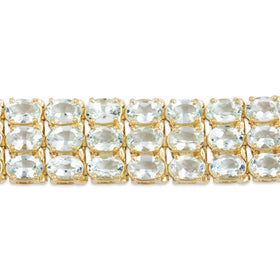 Vintage Heavy 14k Yellow Gold 46cttw Aquamarine Glamorous Statement Bracelet 6.75"