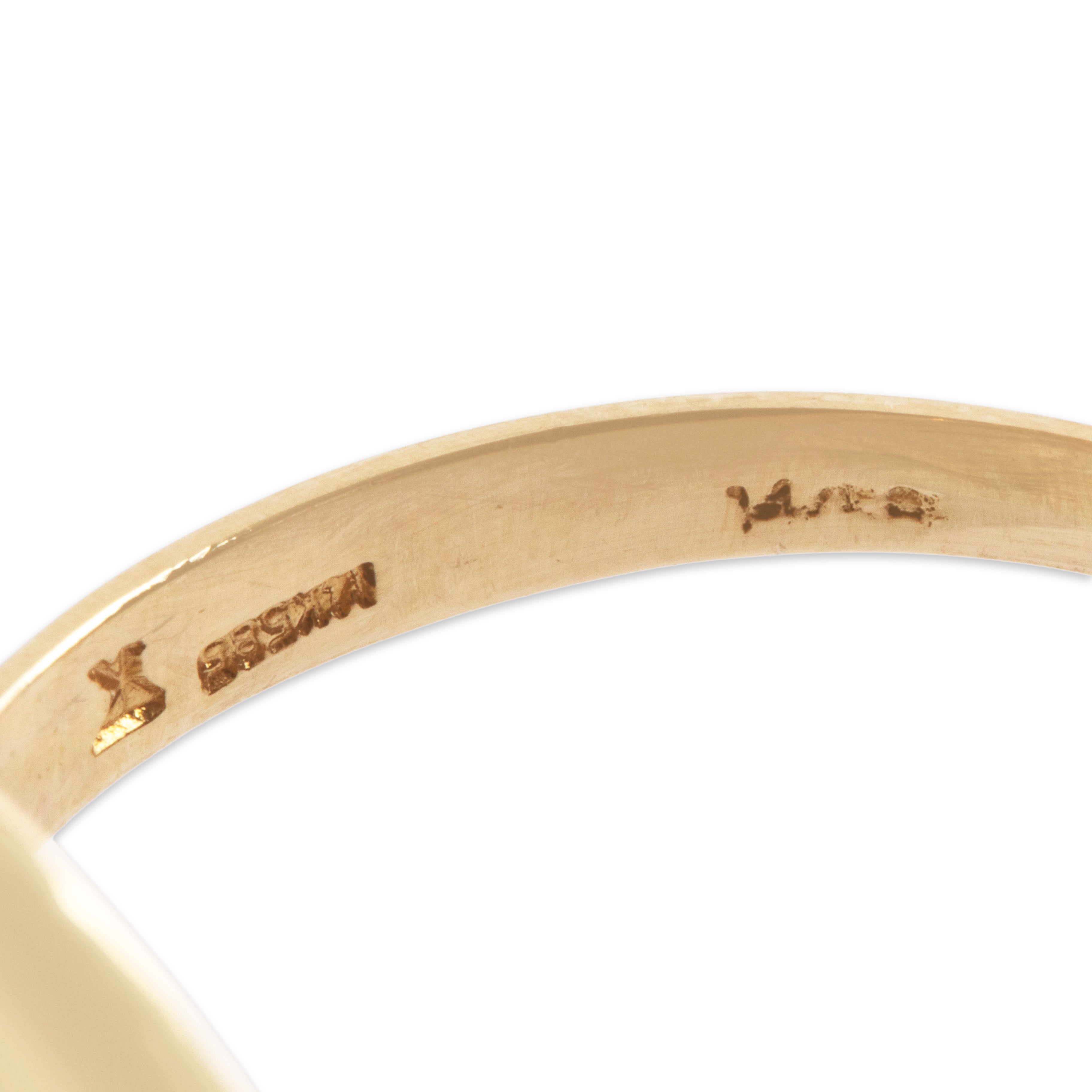 Vintage 14k Yellow Gold 3.5ct Jade Simple Oval Frame Ring - Hallmark view