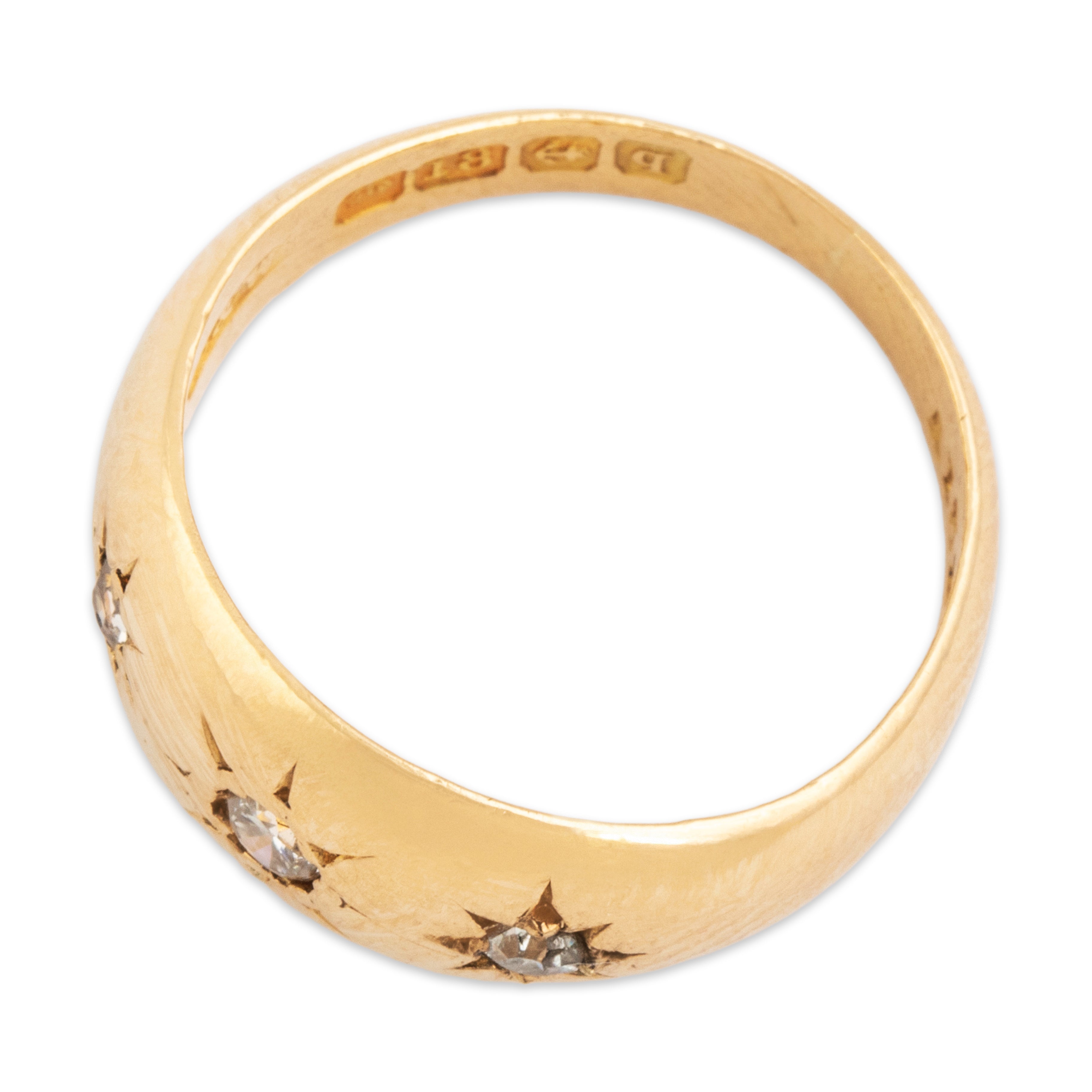 Antique English 18k Yellow Gold Diamond Sparkling Star-Set Dome Ring - Overall view