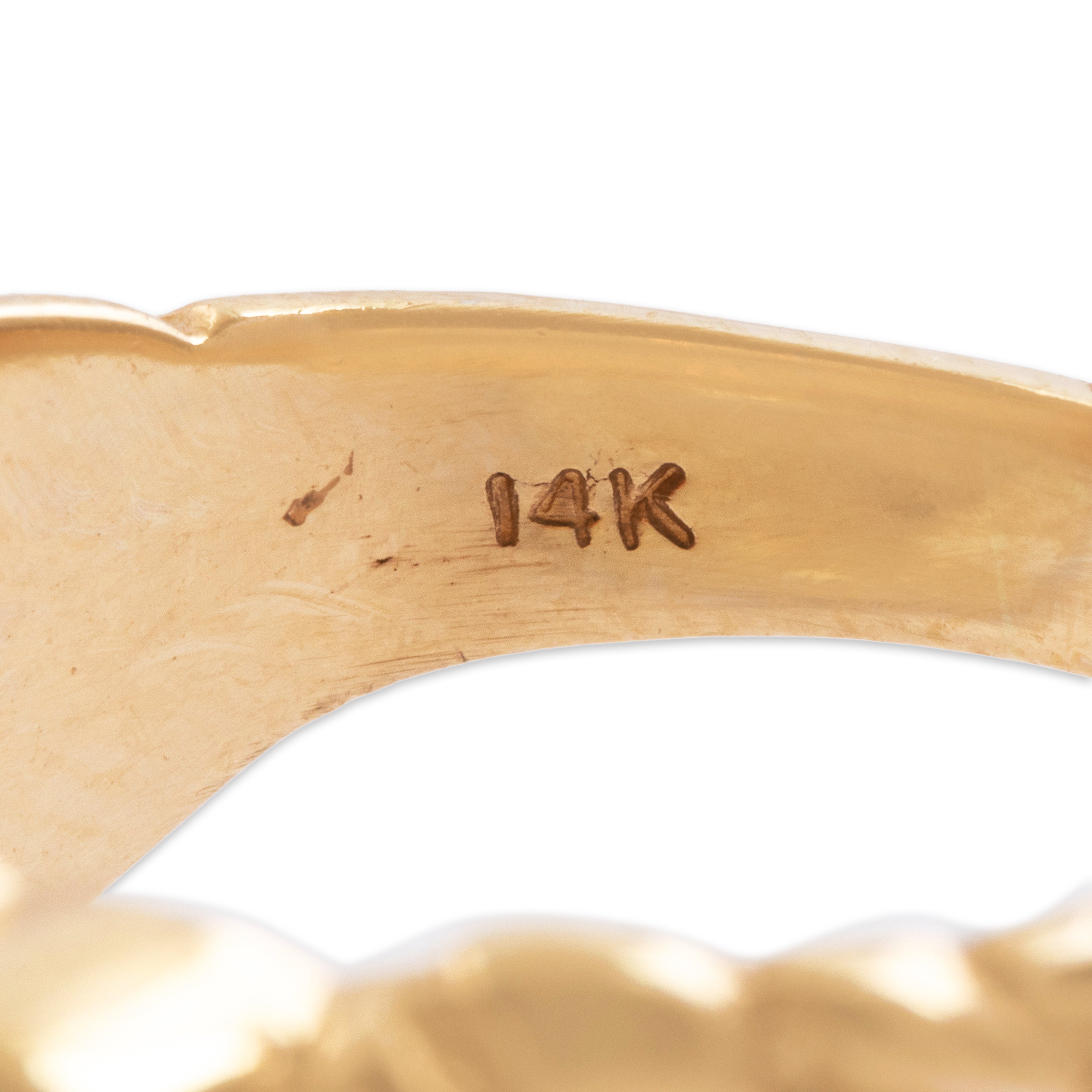 Vintage Heavy 14k Yellow Gold Banded Agate Incredible Intaglio Crest Ring - Hallmark view