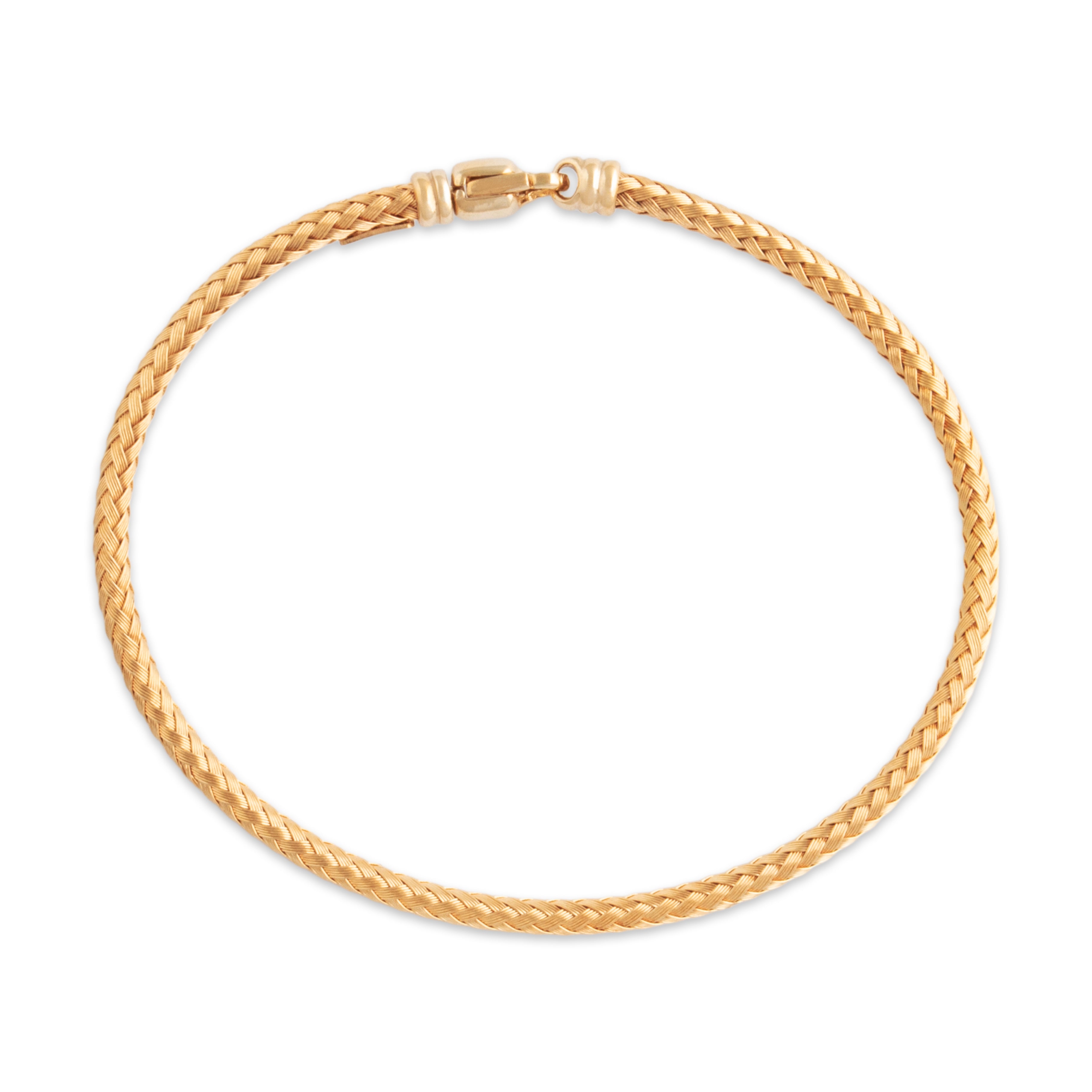 Vintage Italian 14k Yellow Gold Braided Woven Bracelet - Overall view