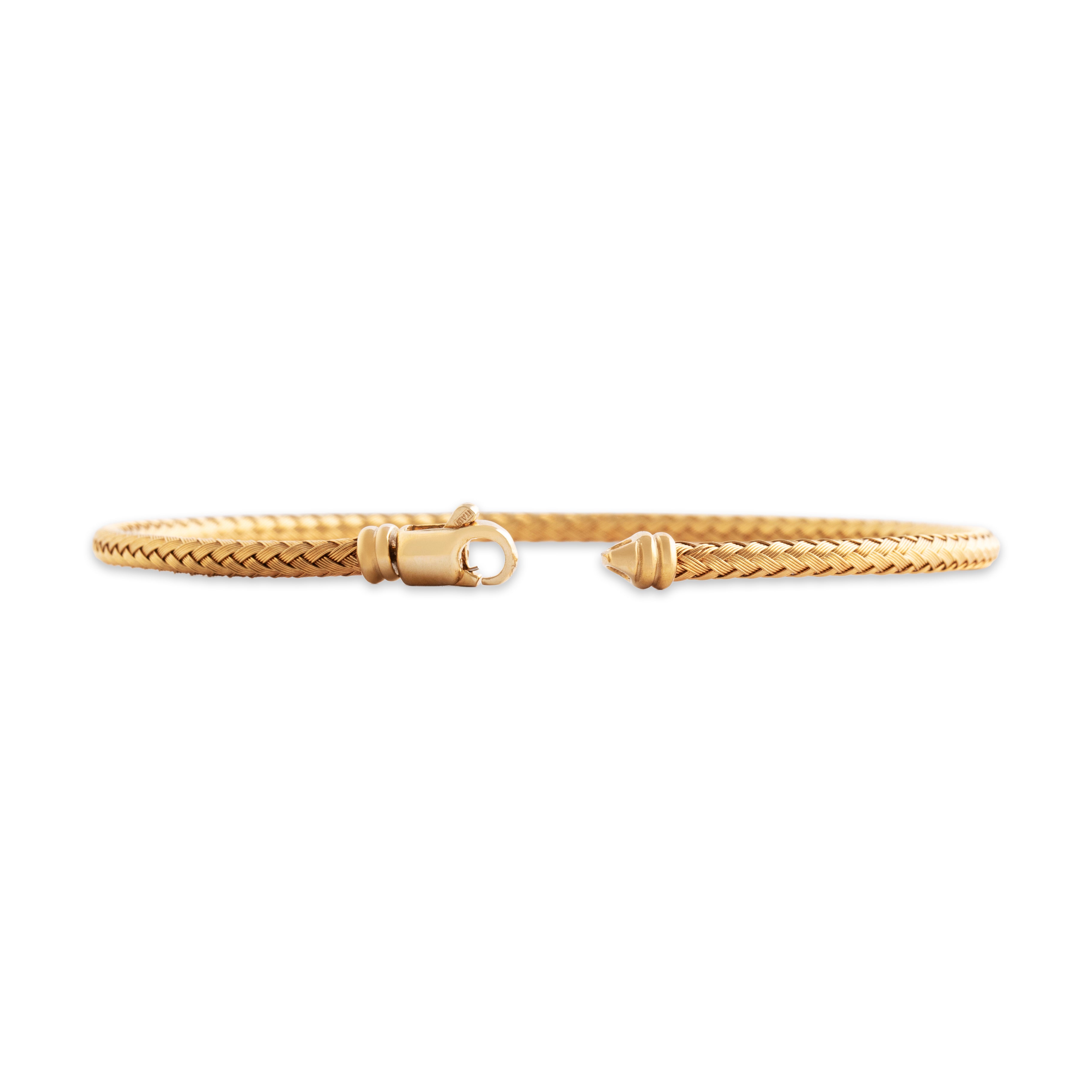 Vintage Italian 14k Yellow Gold Braided Woven Bracelet - clasp view