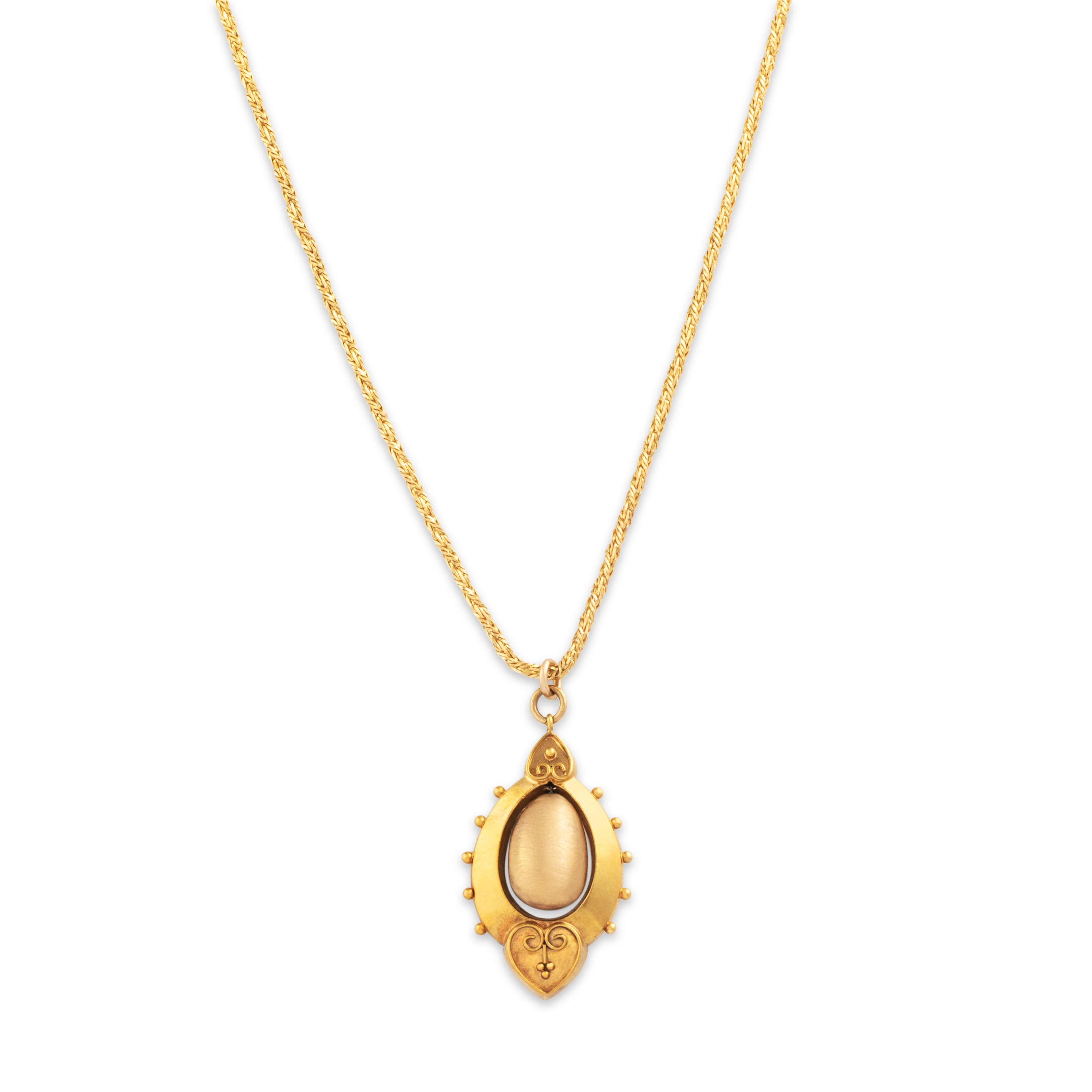 Antique 15k & 14k Yellow Gold Wonderful Satin Dangle Necklace 19.5