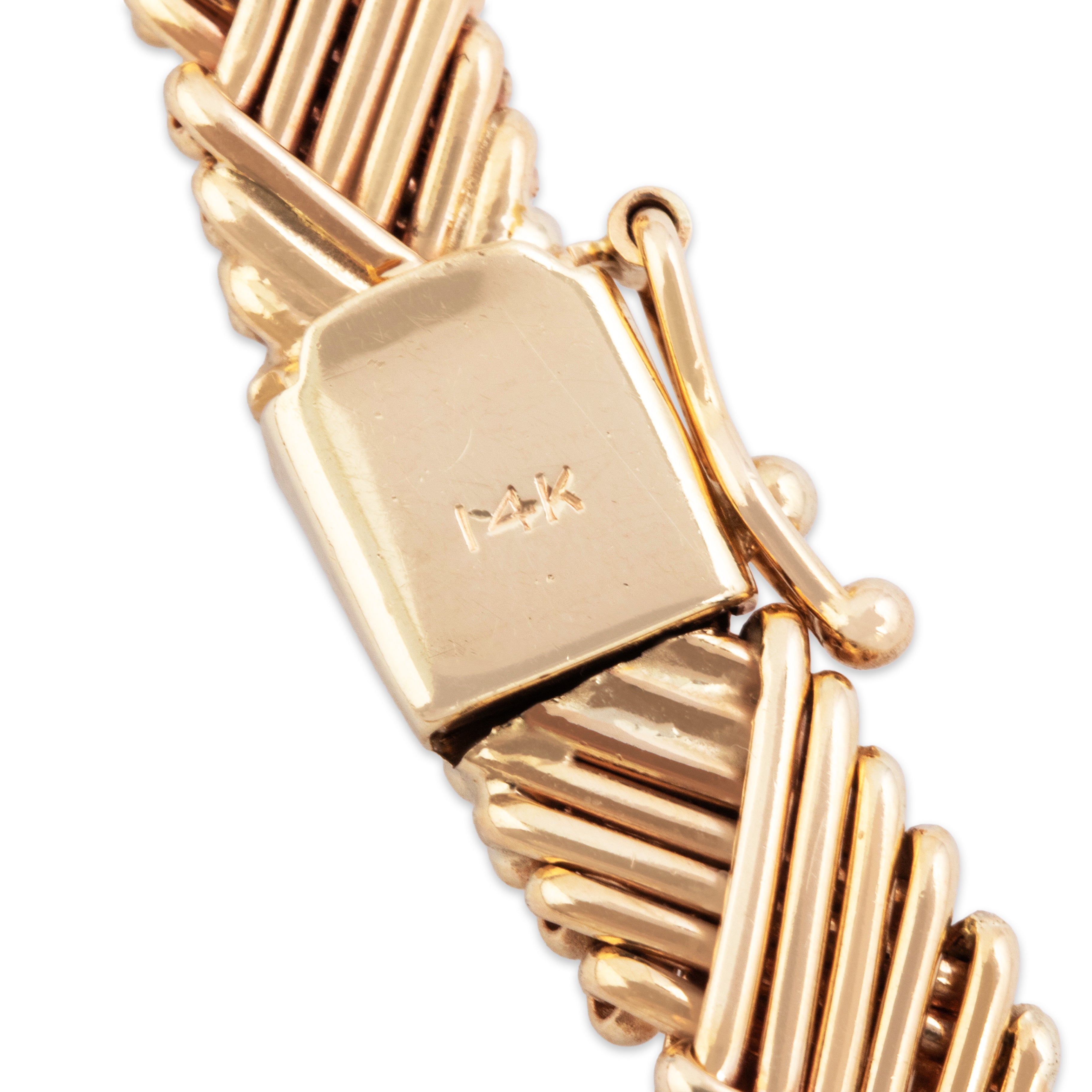 Vintage Heavy 14k Yellow Gold Chic Interlocking Triangle Link Necklace - Hallmark view