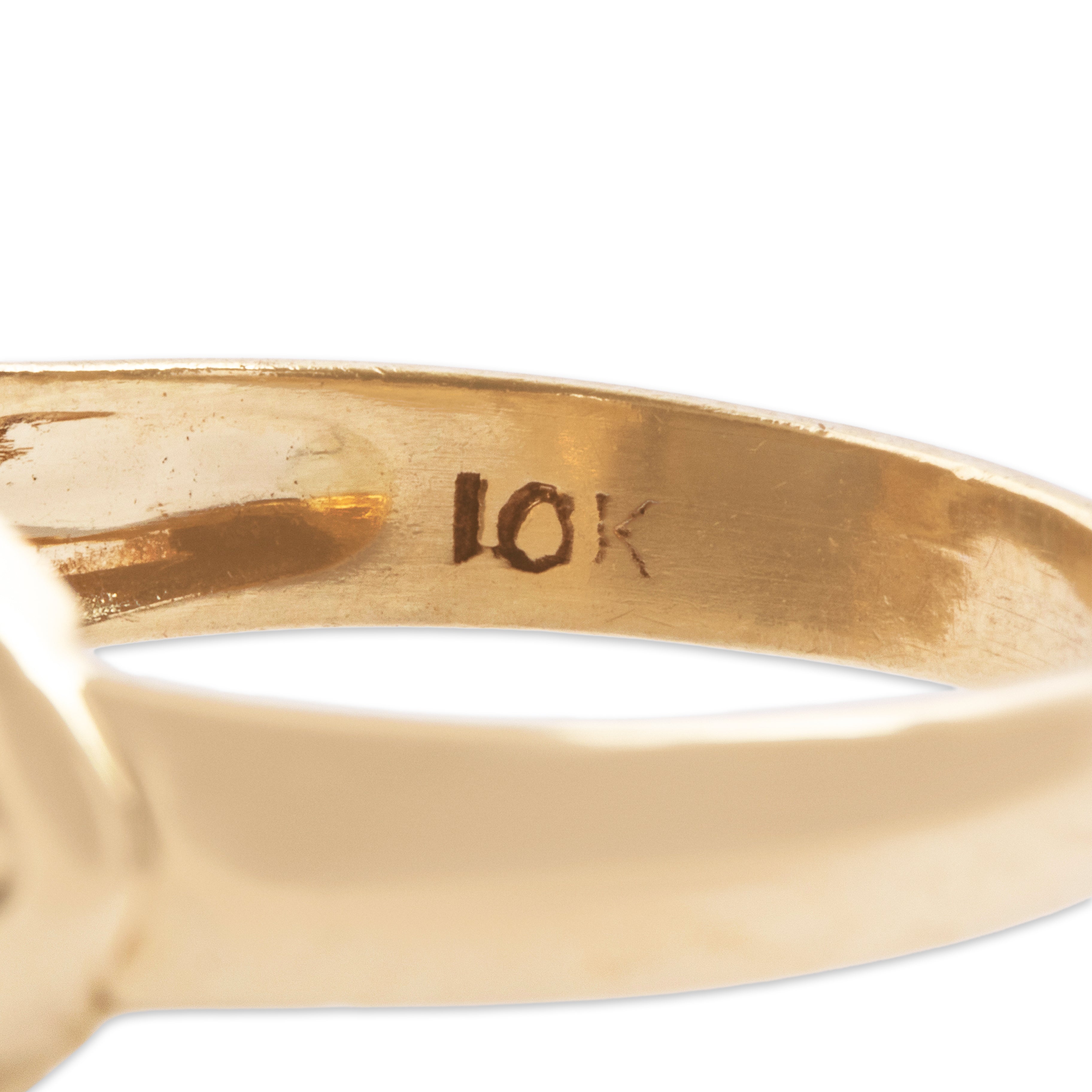 Vintage 10k Yellow Gold Hematite Bold Soldier Signet Ring - Hallmark view