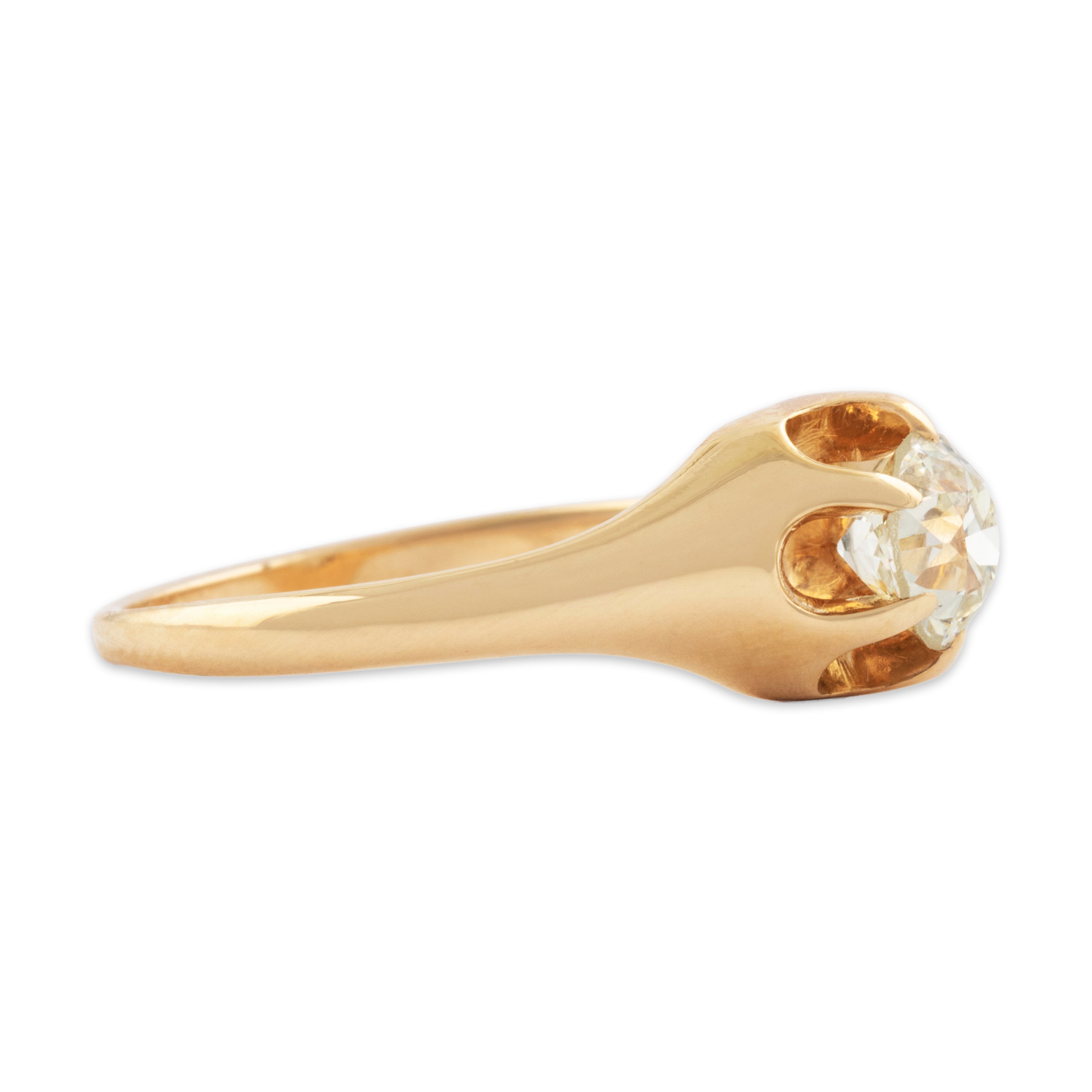 Antique 14k Yellow Gold .7ct Old European Diamond Beautiful Belcher-Set Ring 6.25