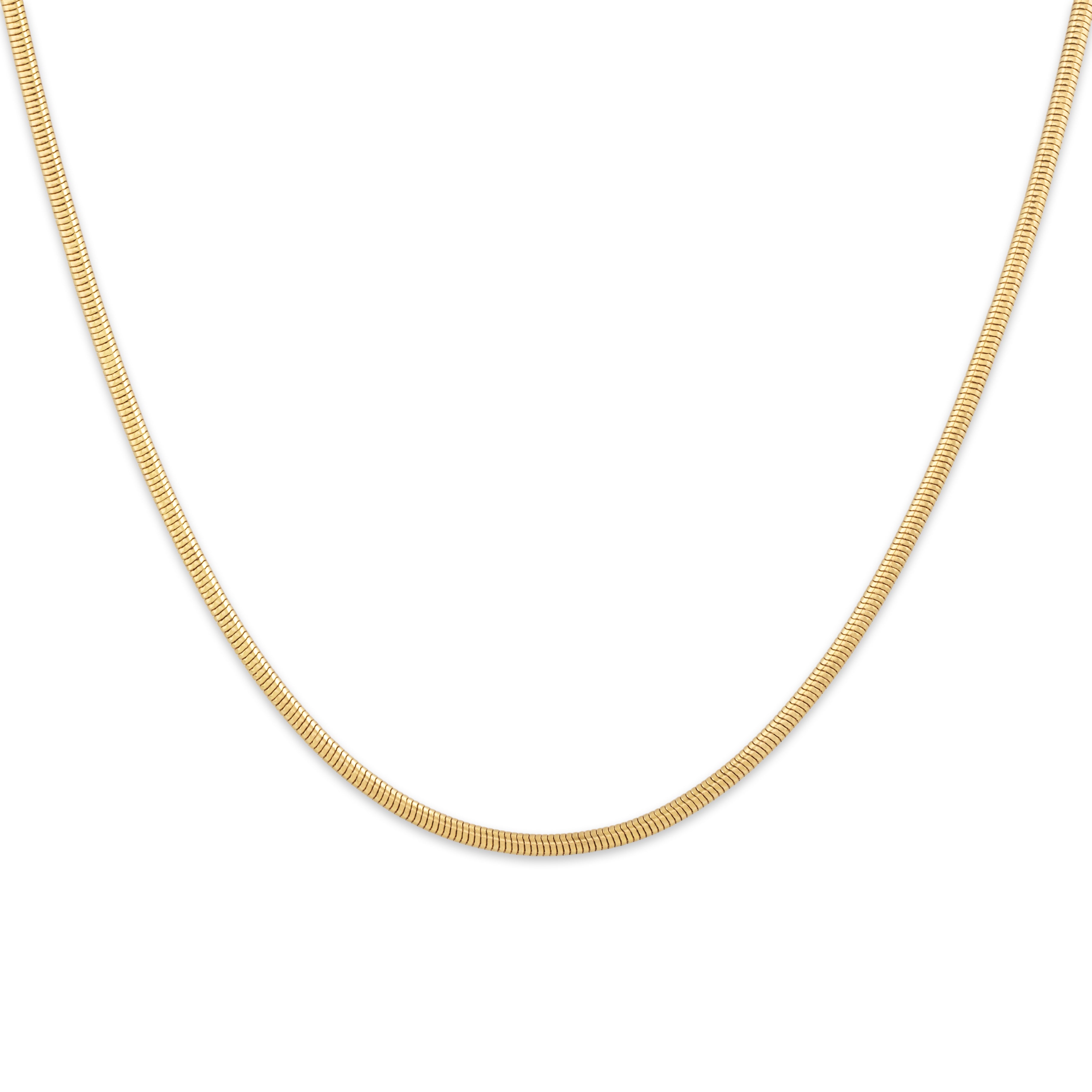 Estate Italian 14k Yellow Gold Sinuous Sleek Snake Chain Necklace - Close-up view