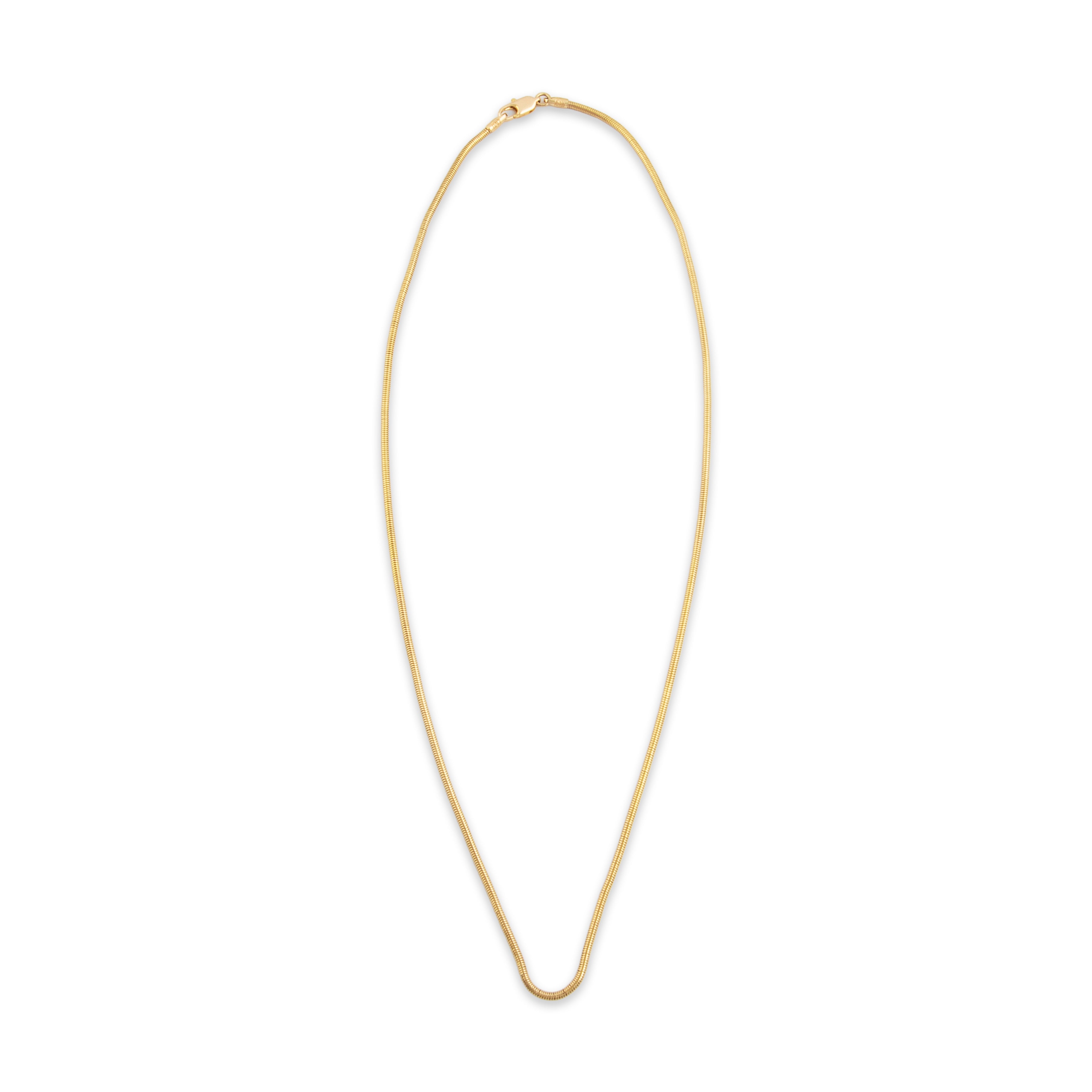 Estate Italian 14k Yellow Gold Sinuous Sleek Snake Chain Necklace - Overall view