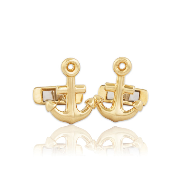 Vintage 14k Yellow Gold Nautical Anchor Cufflinks