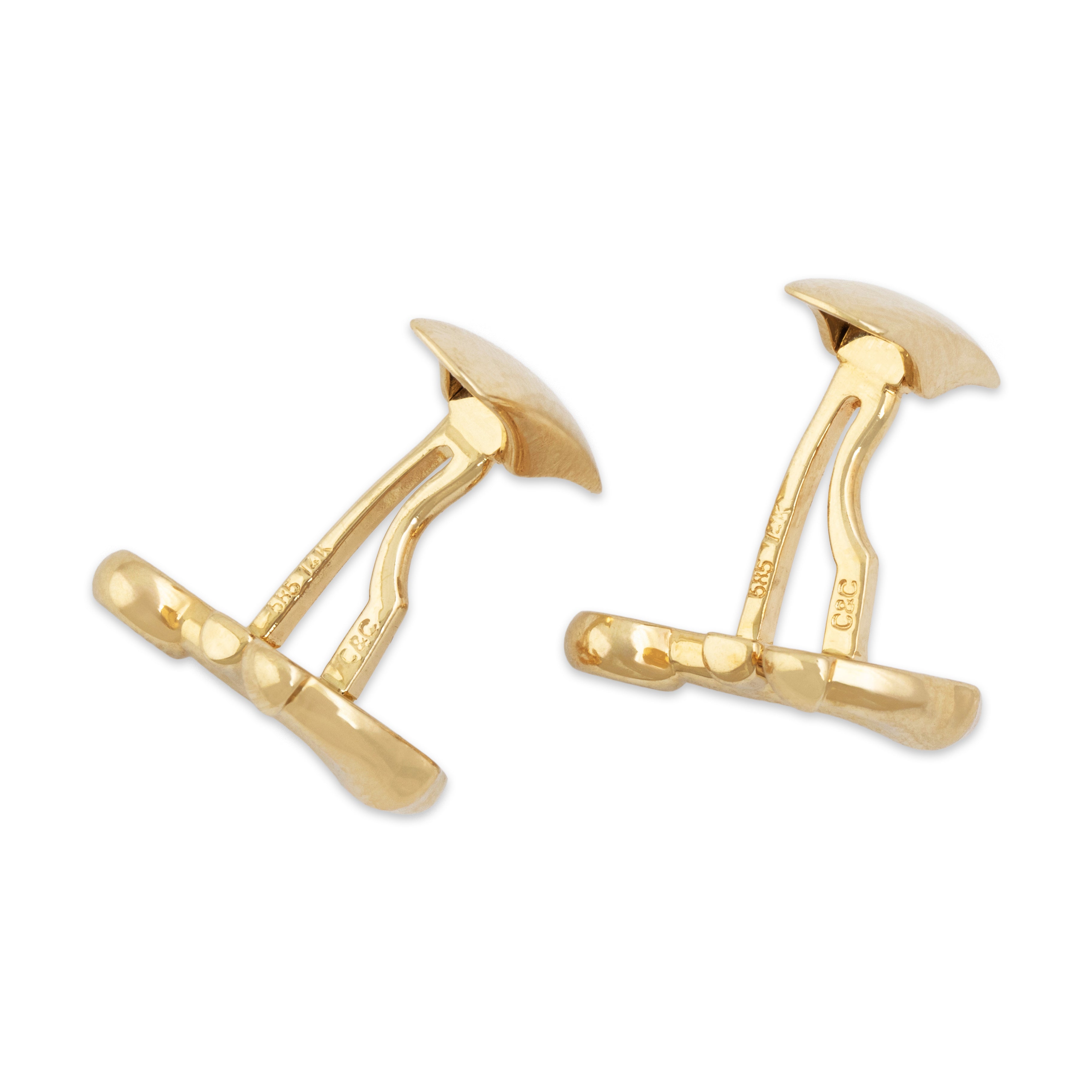 Vintage 14k Yellow Gold Nautical Anchor Cufflinks - Side view
