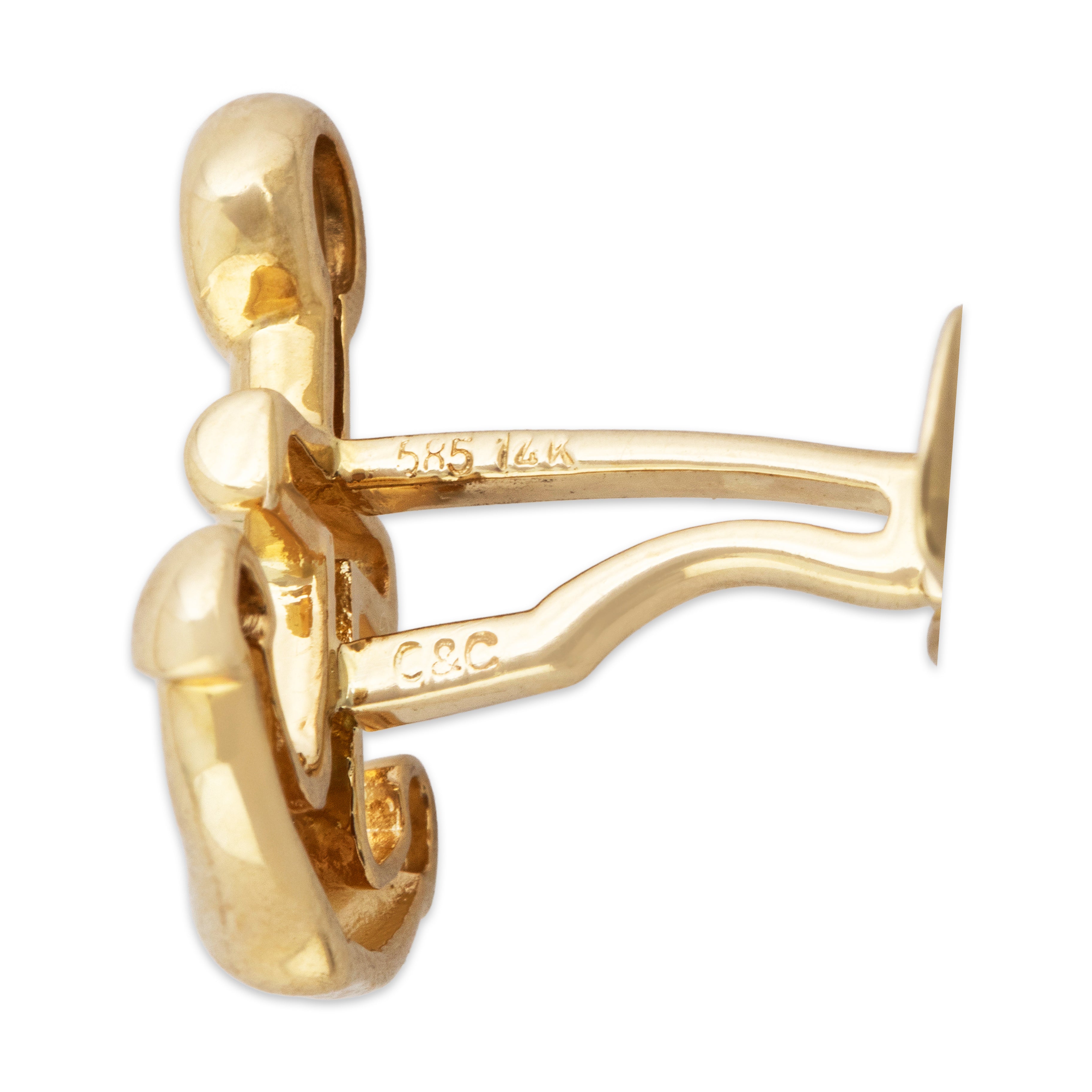 Vintage 14k Yellow Gold Nautical Anchor Cufflinks - Hallmark view
