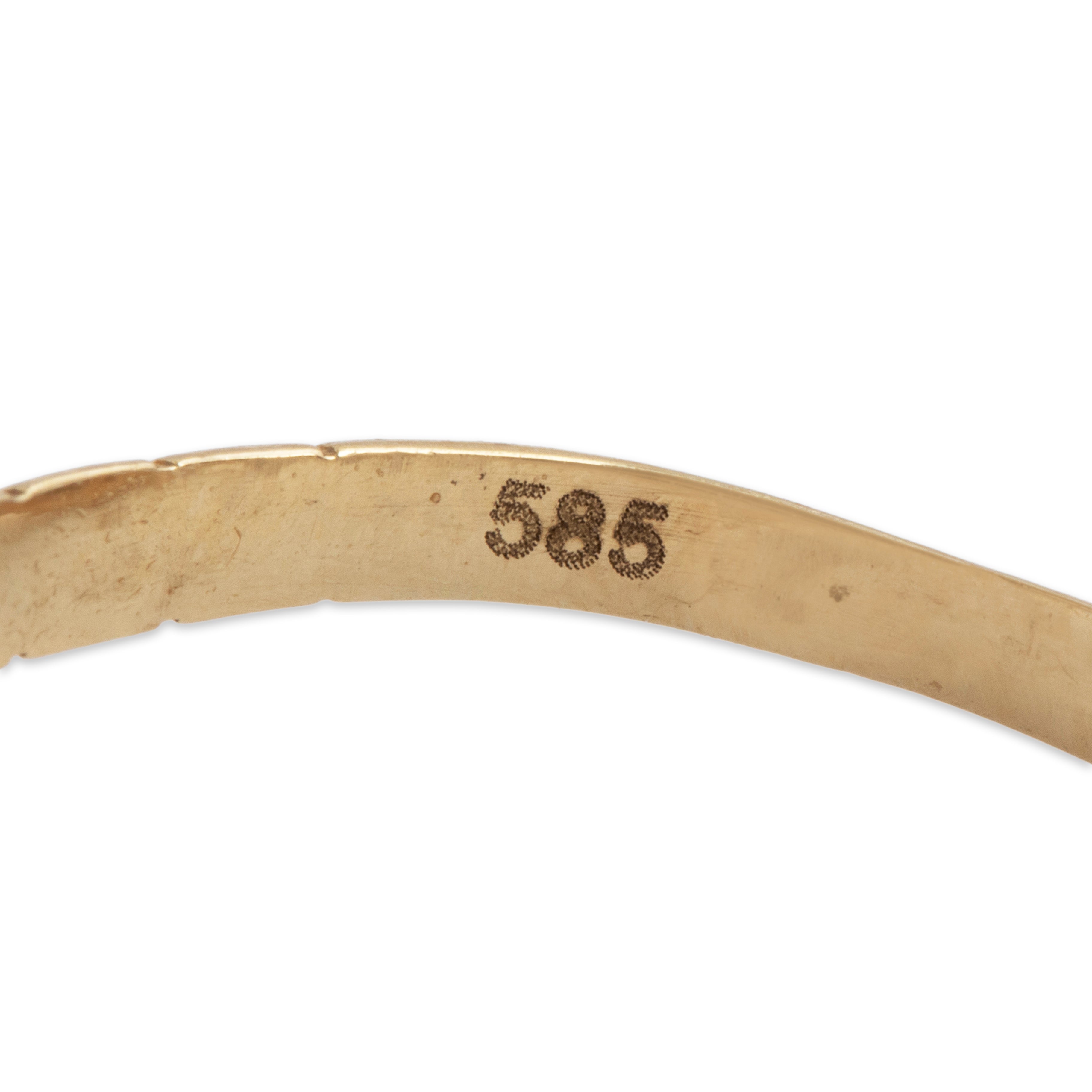 Estate 14k Yellow Gold Green Glass Fierce Snake Band Ring - Hallmark view