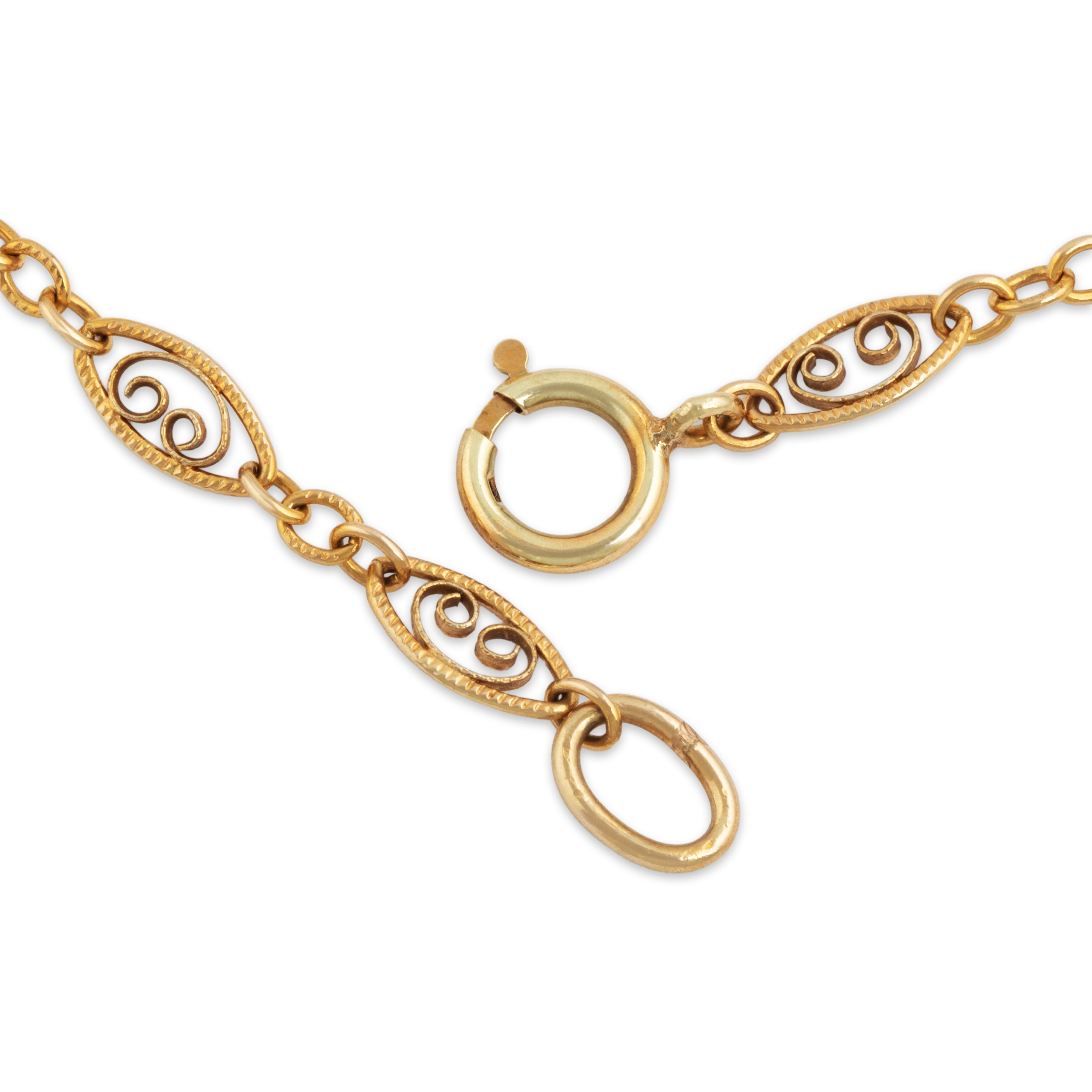 Vintage 14k Yellow Gold Stunning Filigree Chain Necklace  - clasp view