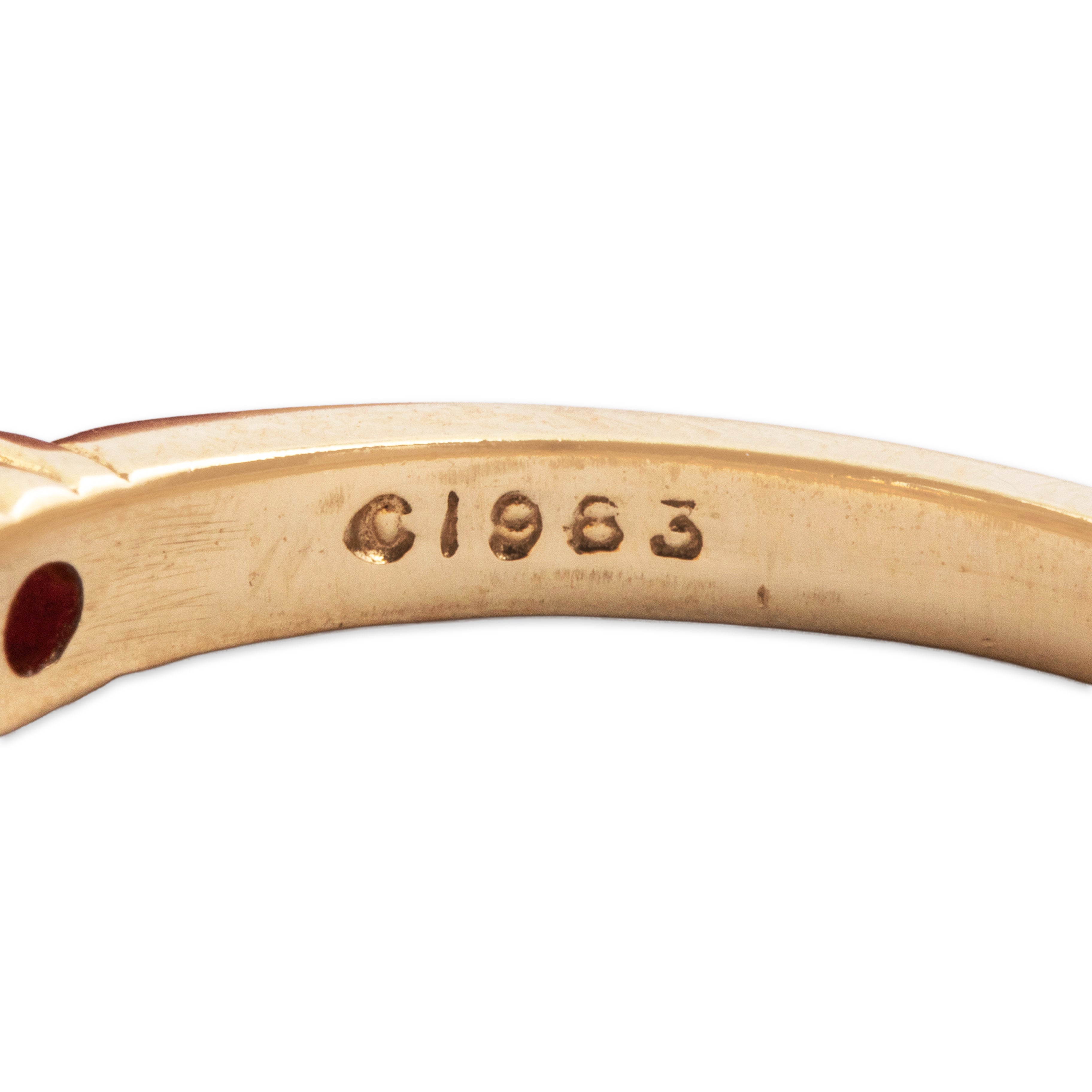 Vintage 14k Yellow Gold Ruby Diamond Gleaming Alternating Line Band Ring - Hallmark view