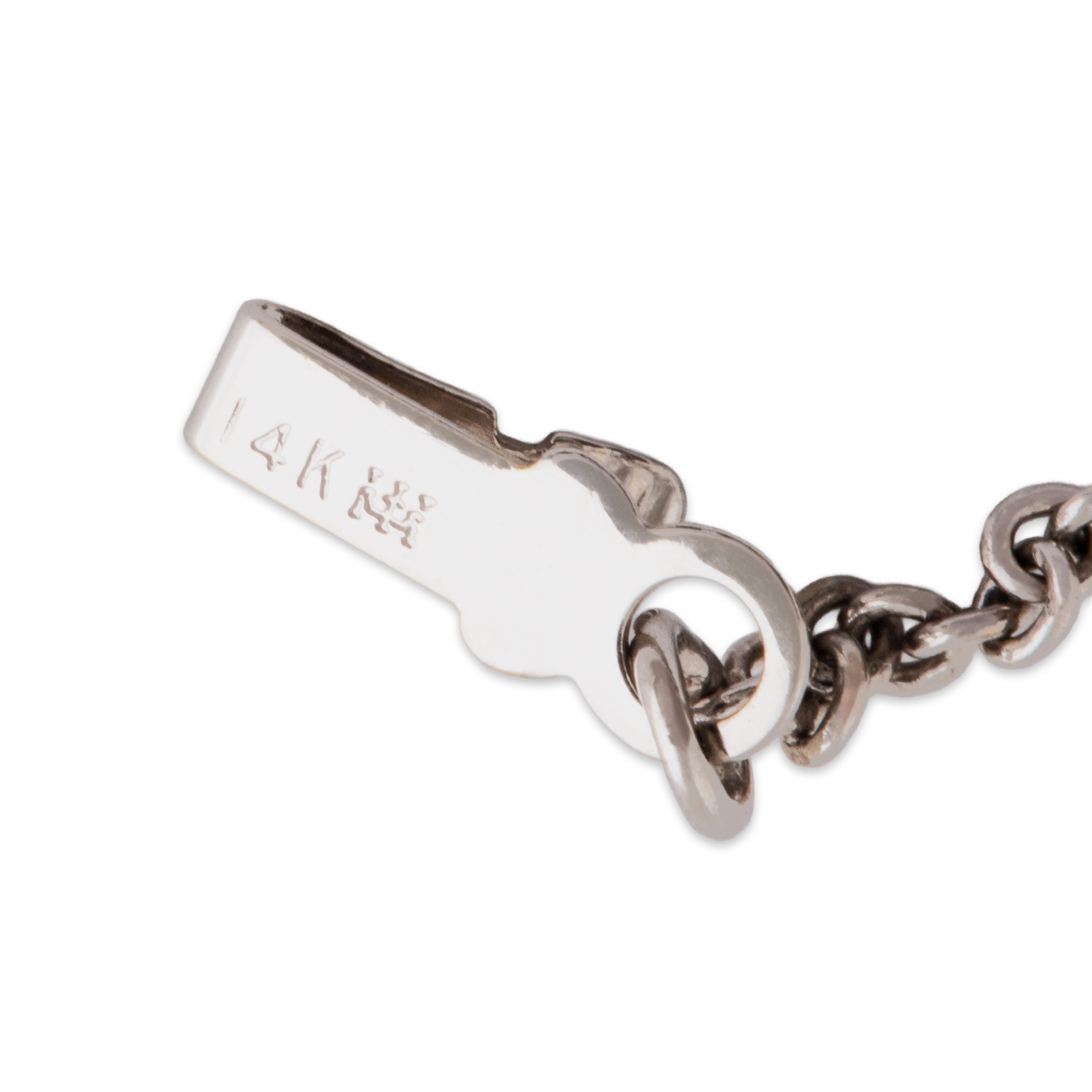 Vintage 14k White Gold Pearl Lustrous Station Bracelet - Hallmark view