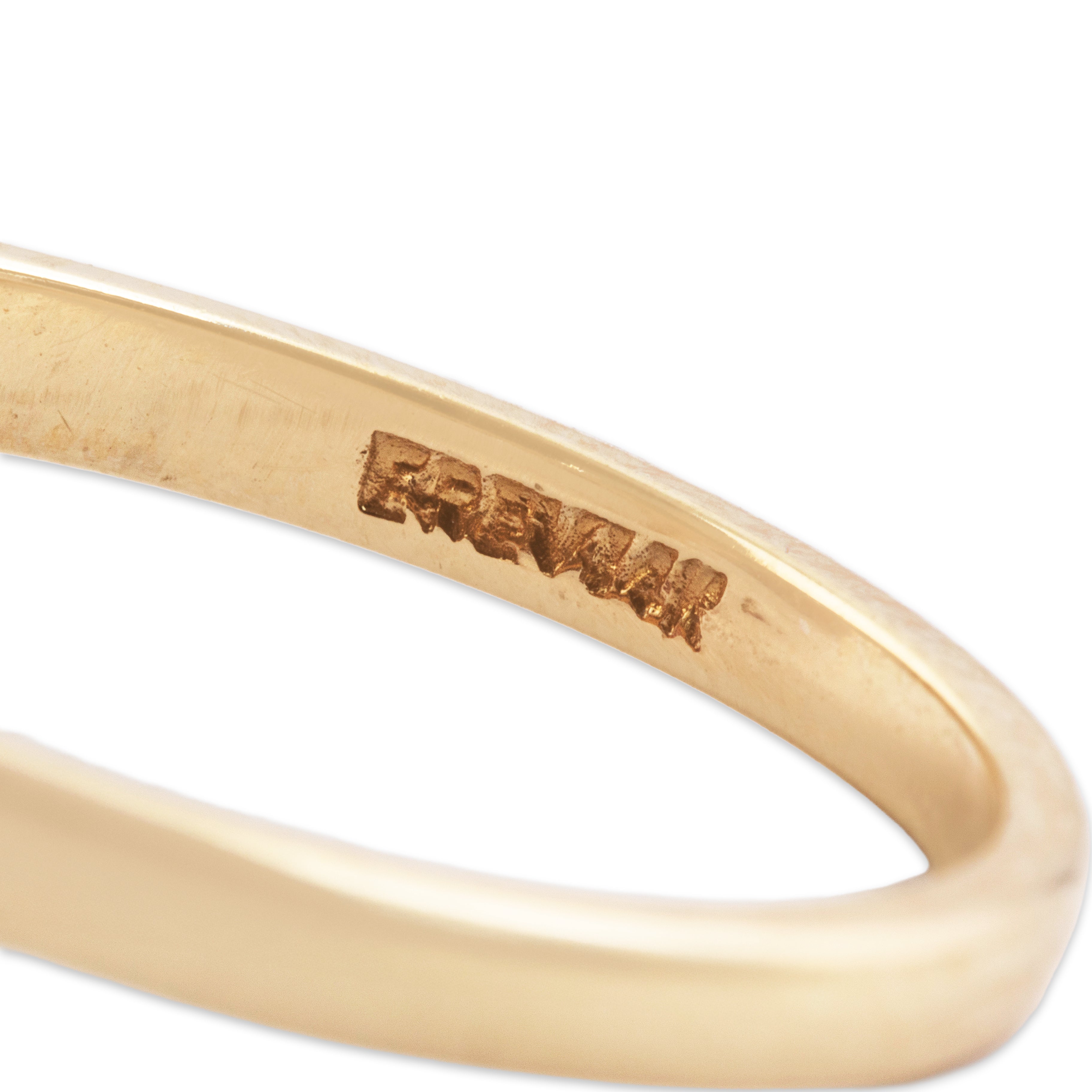 Vintage 14k Yellow Gold Blue Sapphire Diamond Chic Marquise Halo Ring -Hallmark view