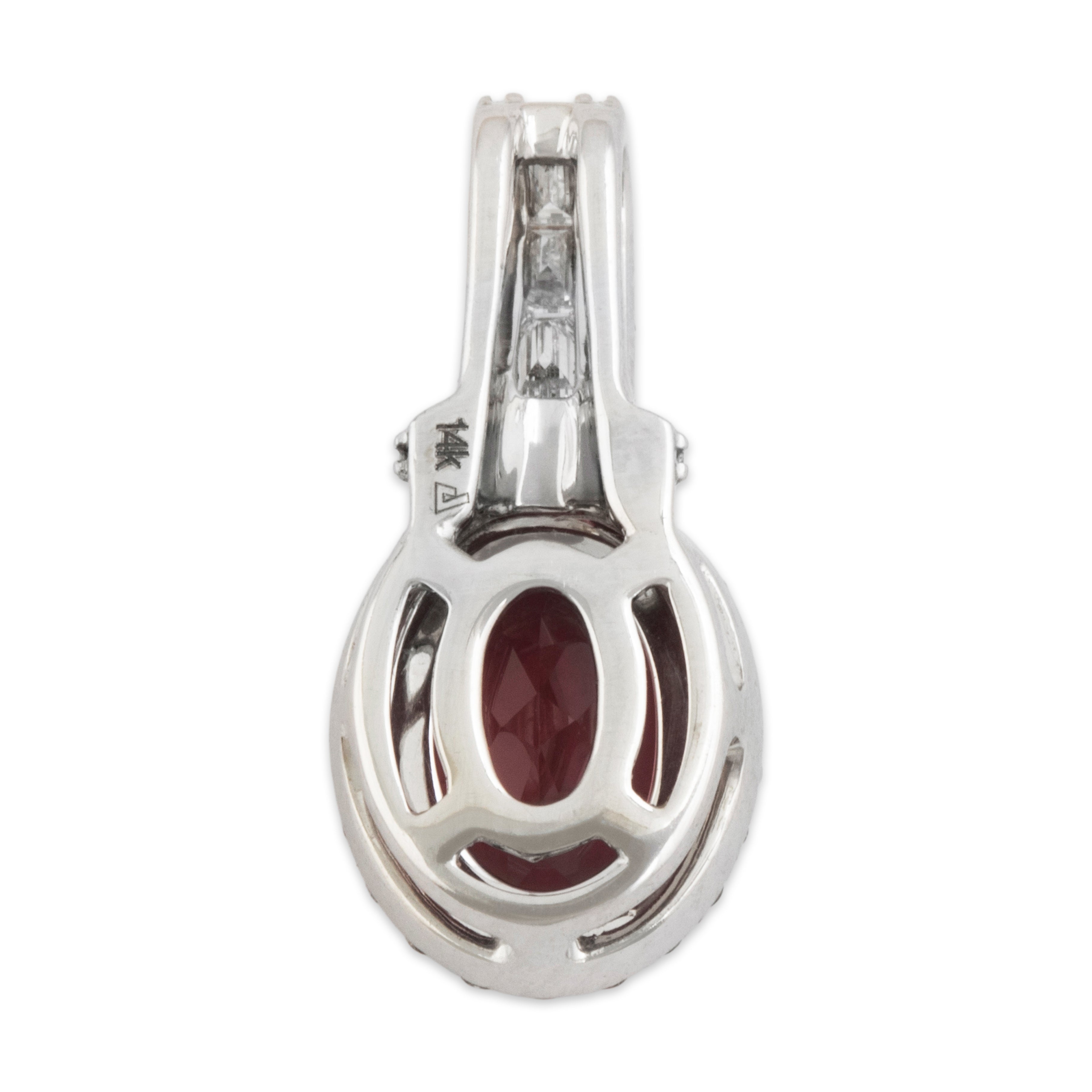 Estate 14k White Gold 1.2ct Tourmaline .275cttw Diamond Elegant Oval Pendant - Back view