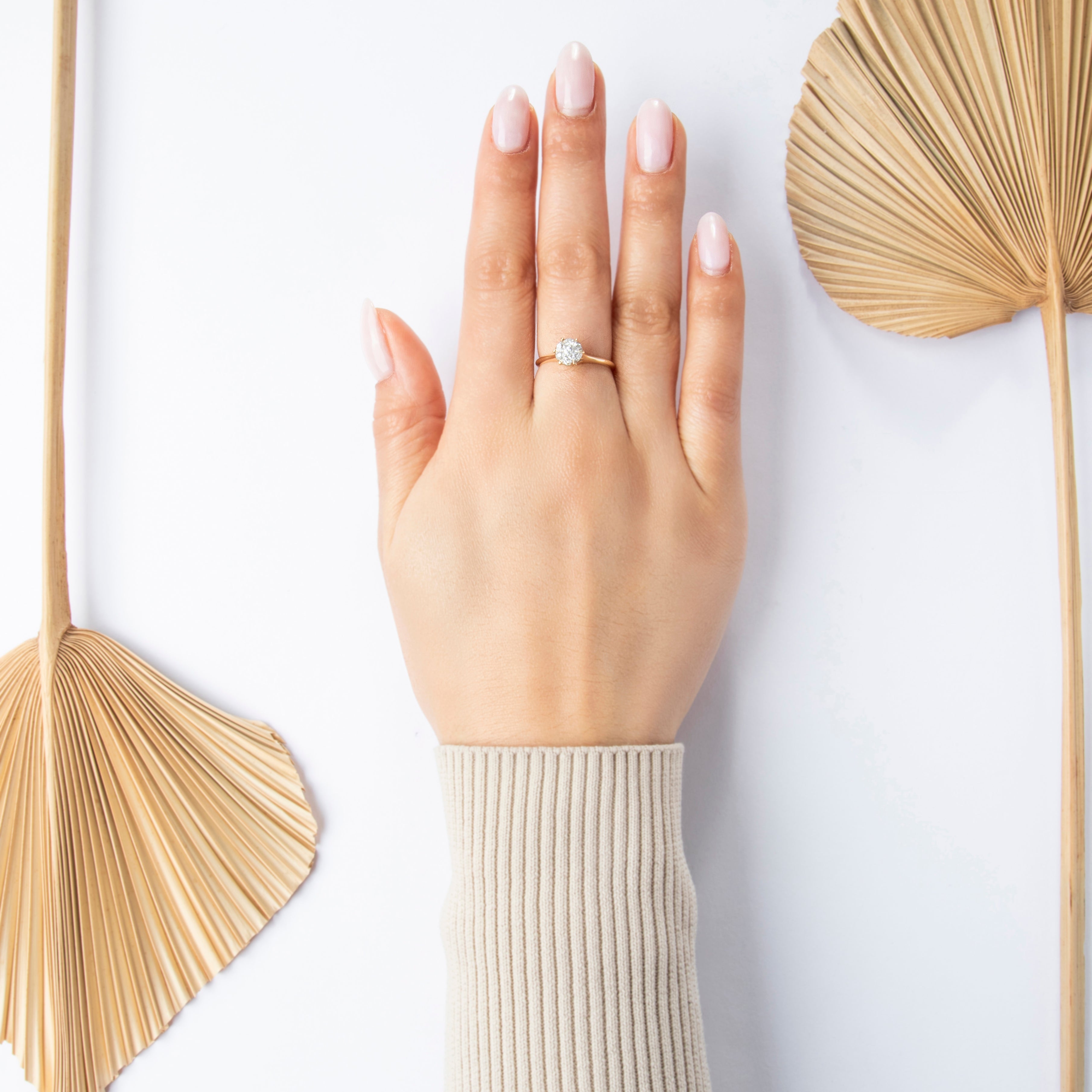 Antique 14k Yellow Gold .273cttw Old Mine Diamond Beautiful Tall Cluster Ring - On model view