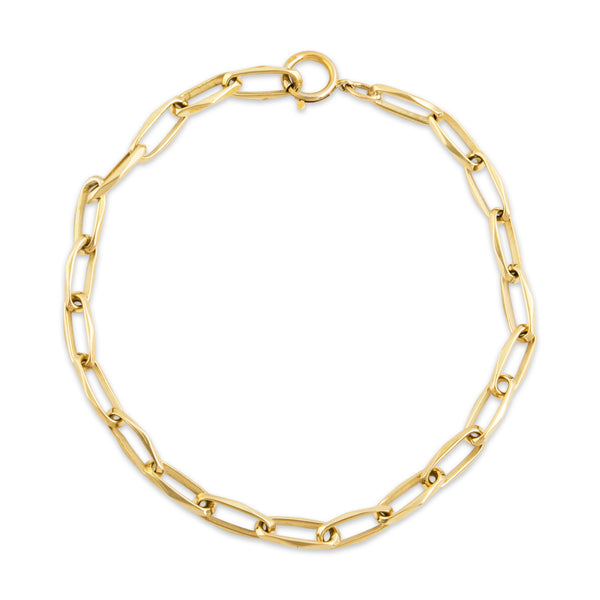 Vintage 14k Yellow Gold Long Link Geometric Cable Bracelet 7.25