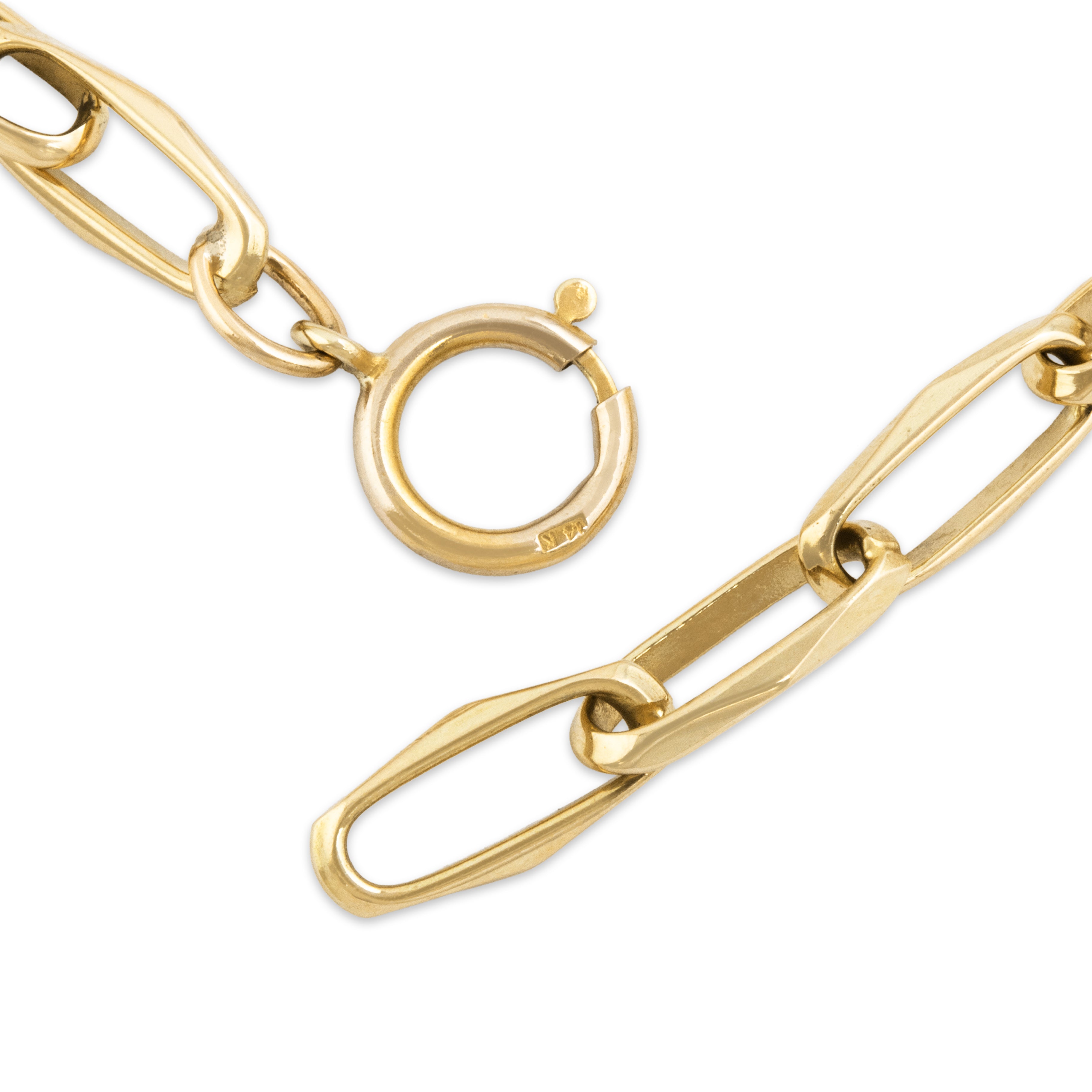 Vintage 14k Yellow Gold Long Link Geometric Cable Bracelet 7.25