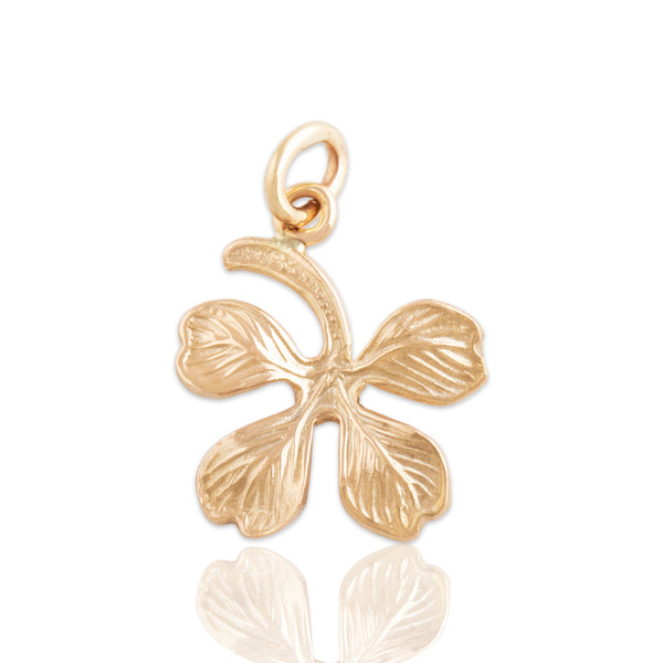 Vintage Lightweight 14k Yellow Gold Lucky Four-Leaf Clover Charm / Pendant