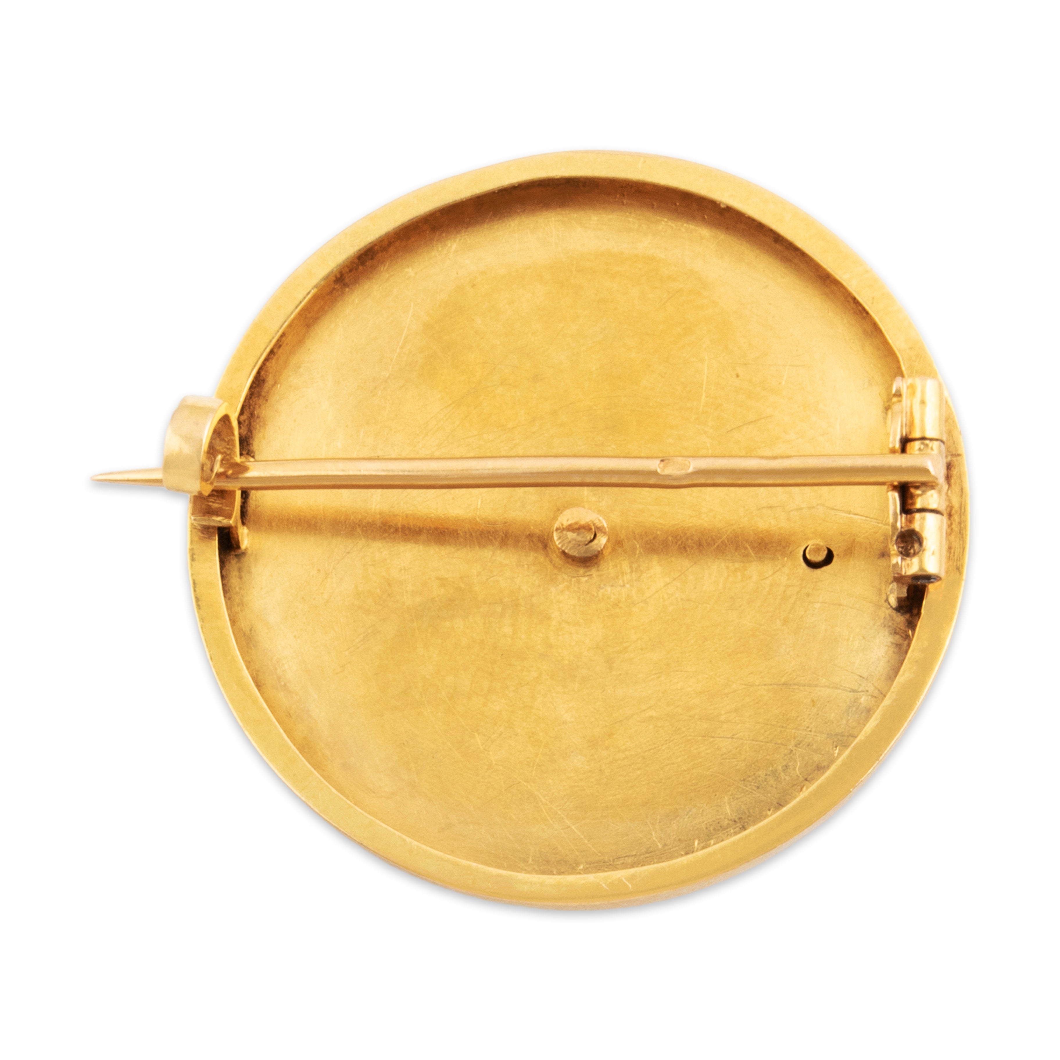 Victorian Antique French 18k Yellow Gold Rose Cut Diamond Superb Brooch / Pin - Back view