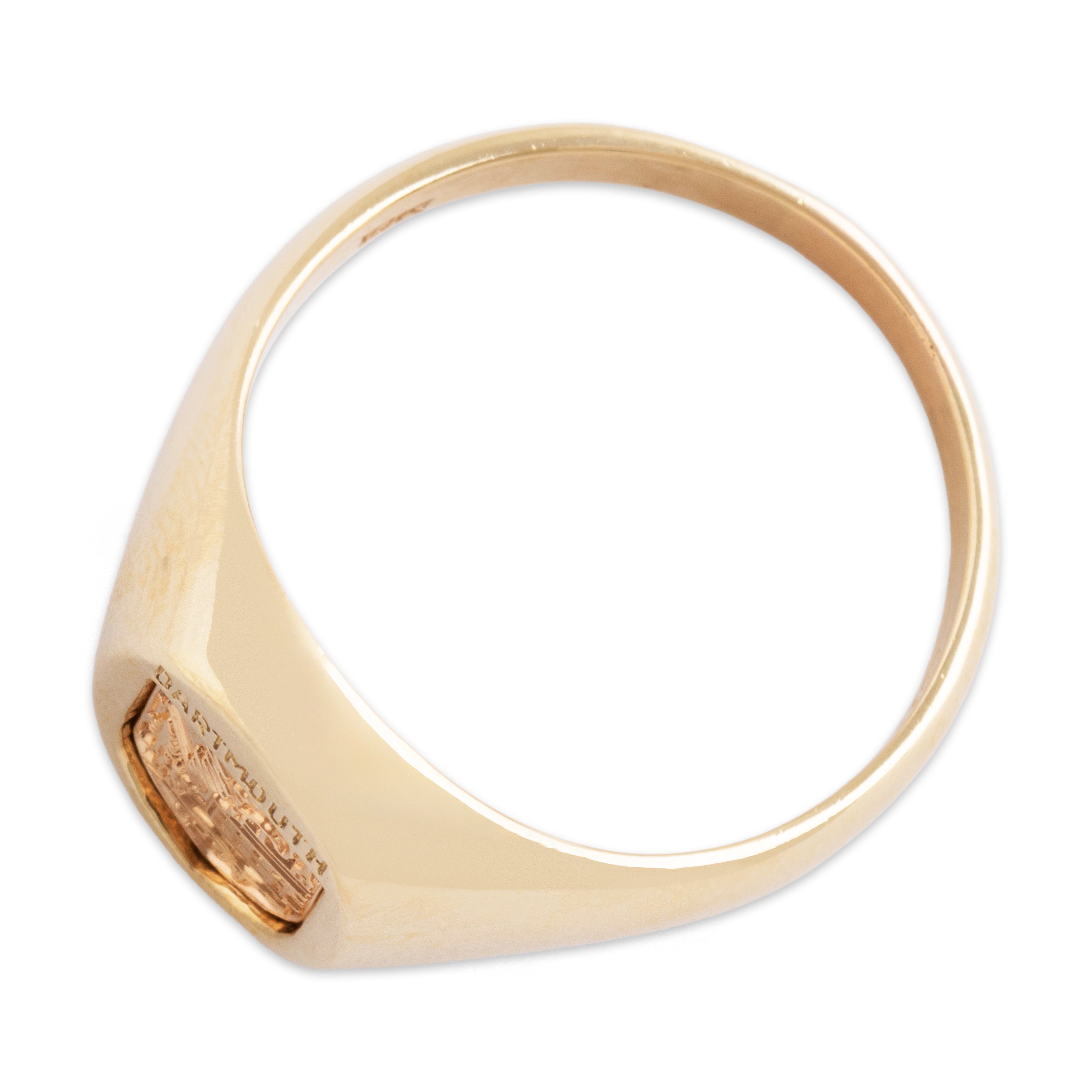 Vintage Heavy 10k Yellow Gold Dartmouth College Signet Ring -Overall view