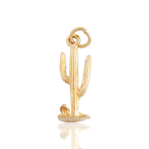 Vintage 14k Yellow Gold Cute Saguaro Cactus Charm / Pendant