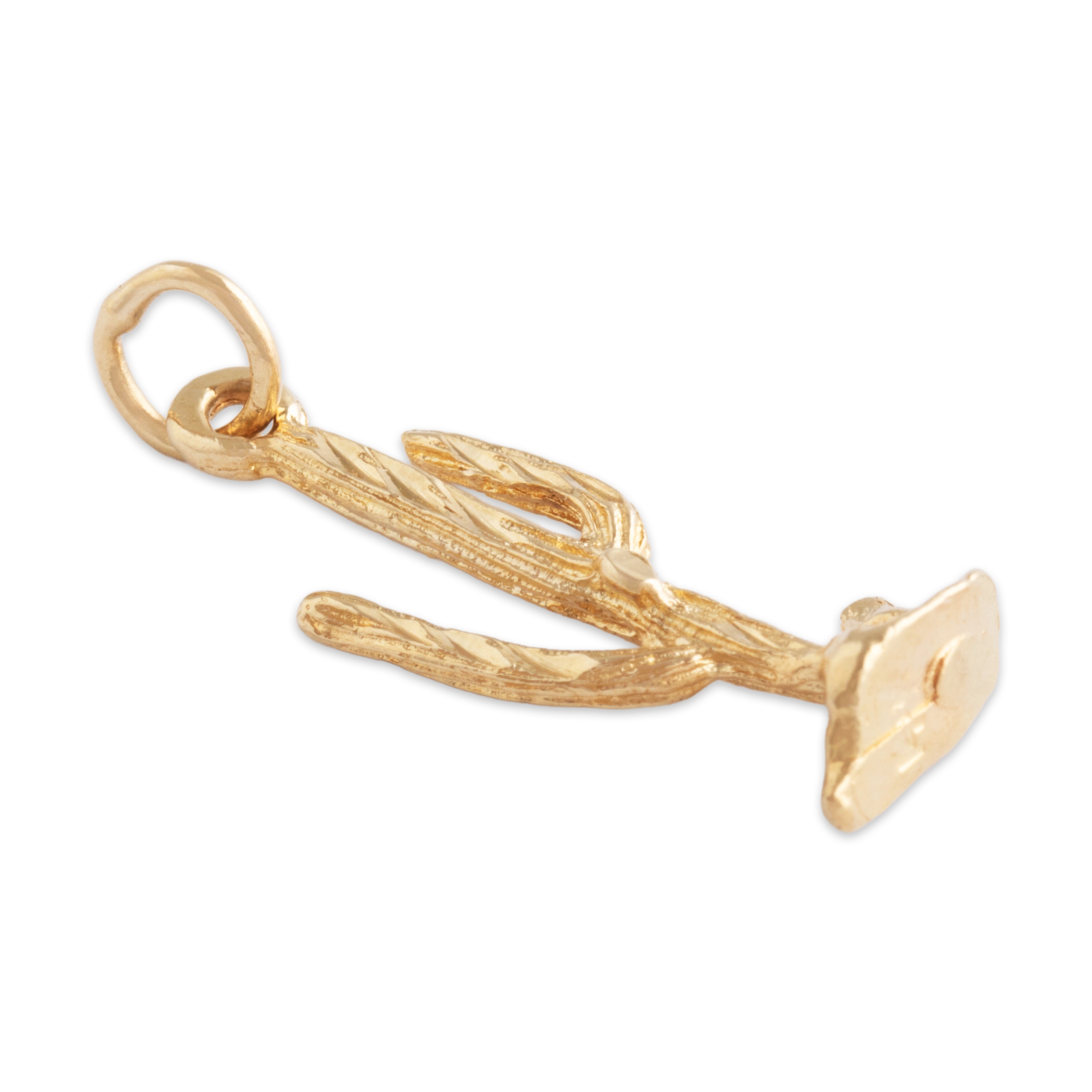 Vintage 14k Yellow Gold Cute Saguaro Cactus Charm / Pendant - Side view