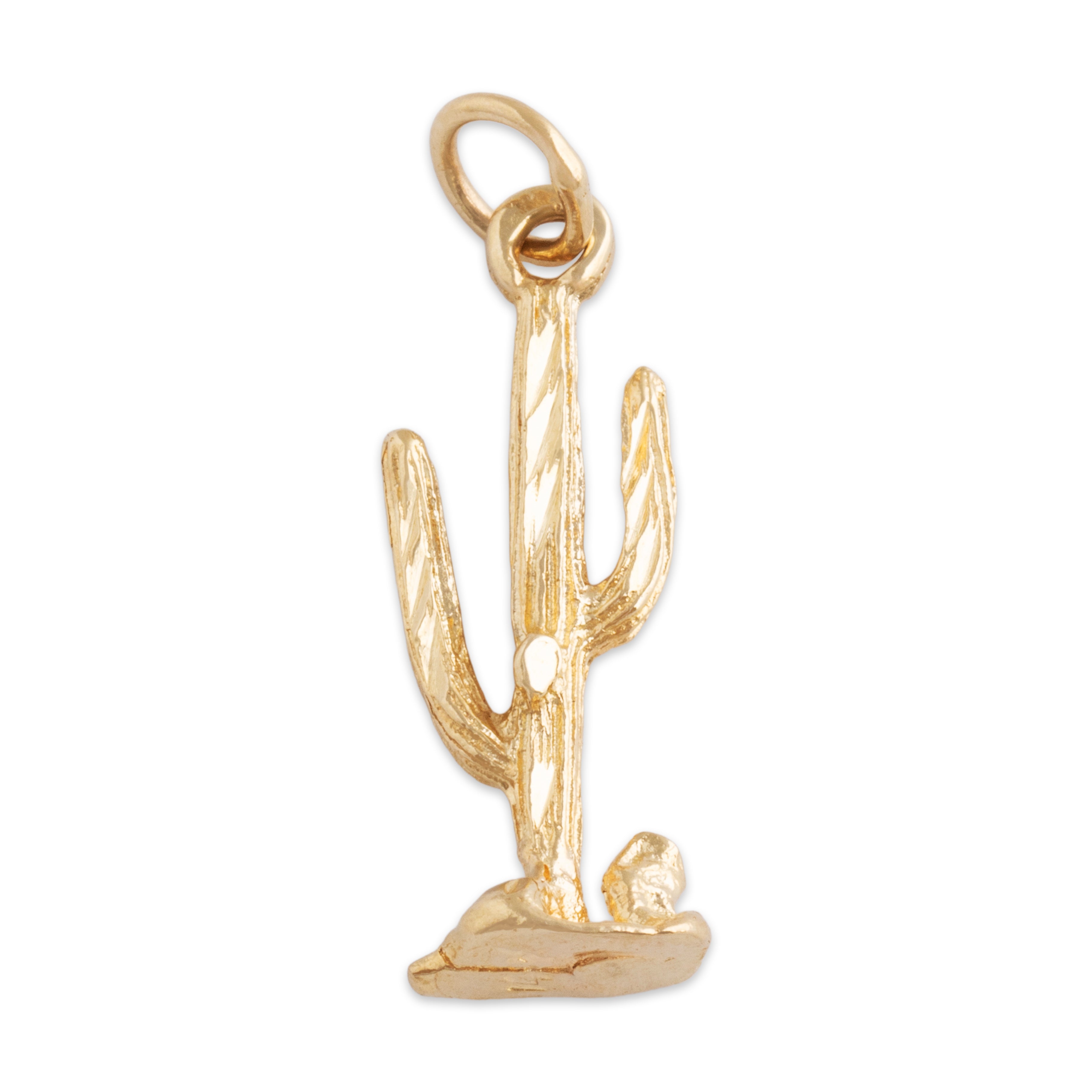 Vintage 14k Yellow Gold Cute Saguaro Cactus Charm / Pendant - Overall view