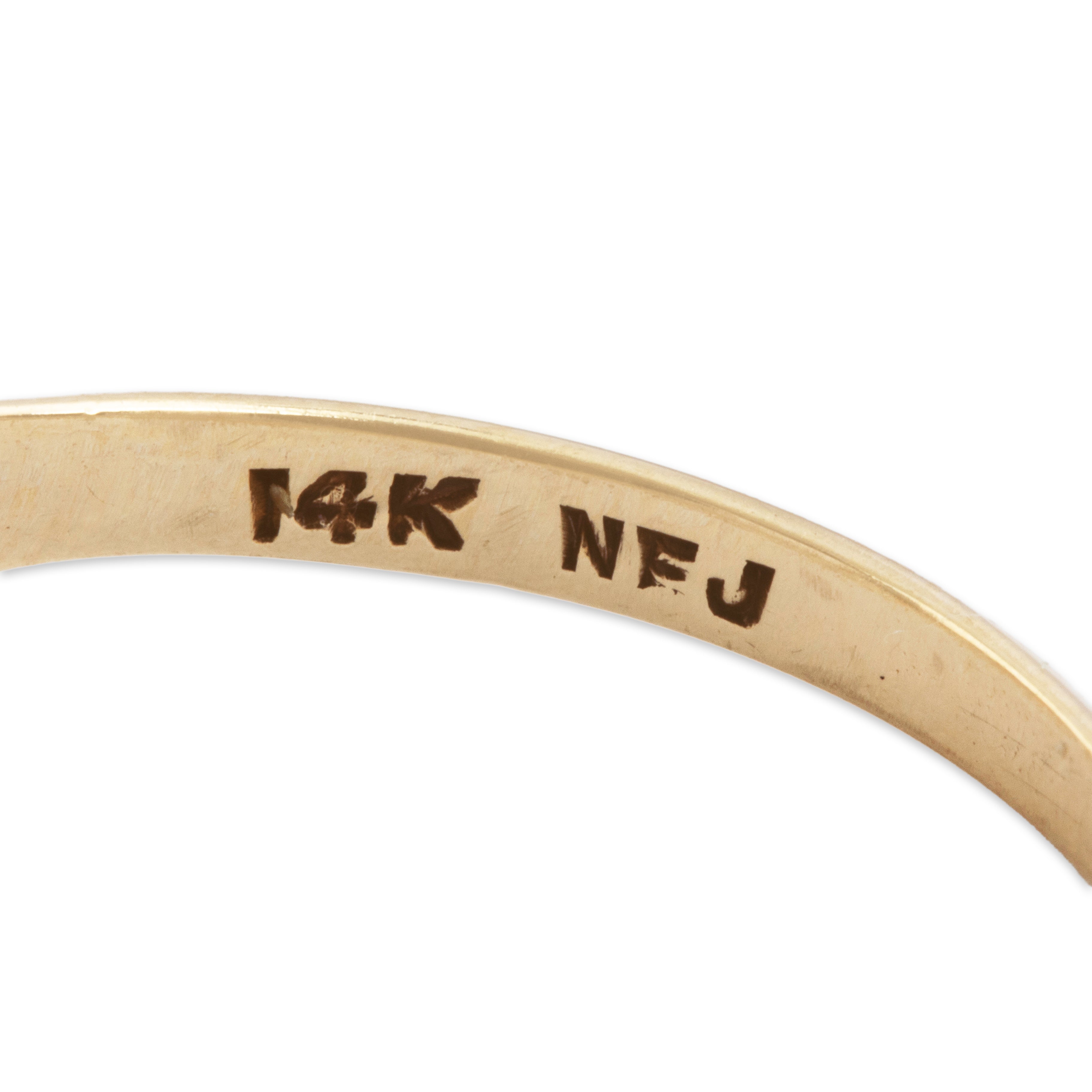 Antique 14k Yellow Gold Old Mine Cut Diamond Belcher-Set Solitaire Ring - Hallmark view