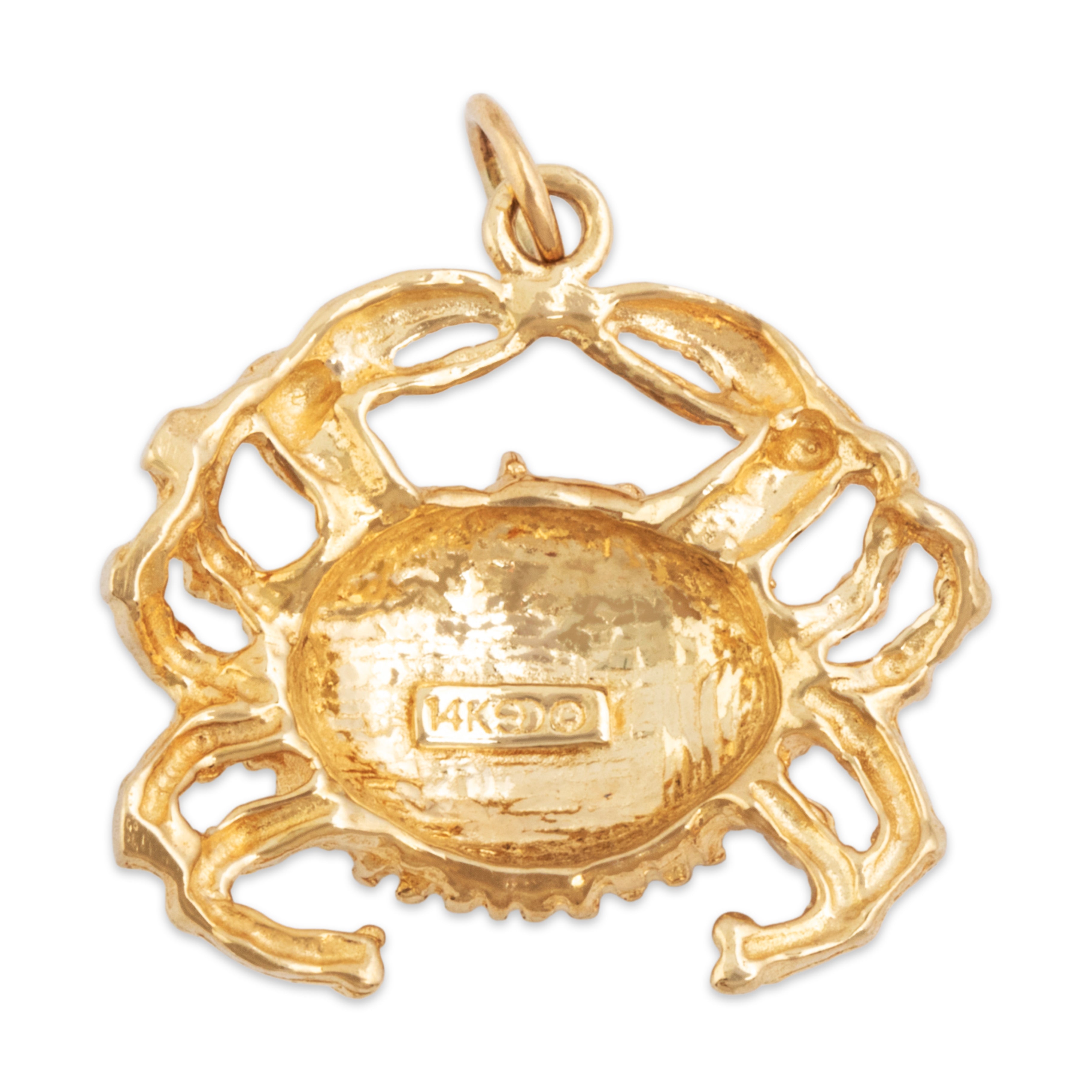 Vintage 14k Yellow Gold Figural Crab Charm / Pendant - Back view
