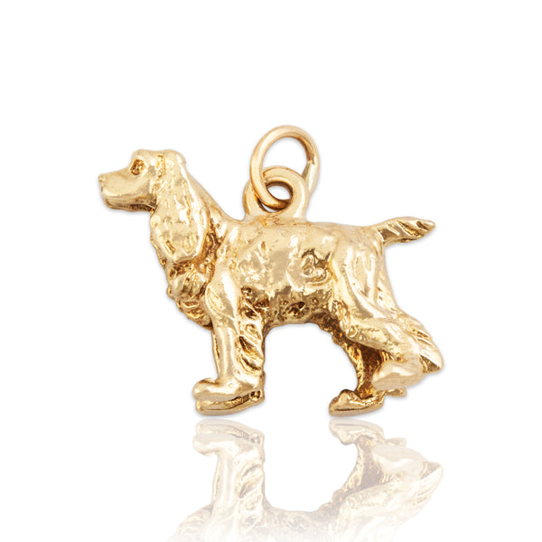 Vintage 14k Yellow Gold Heavy Figural Cocker Spaniel Charm / Pendant