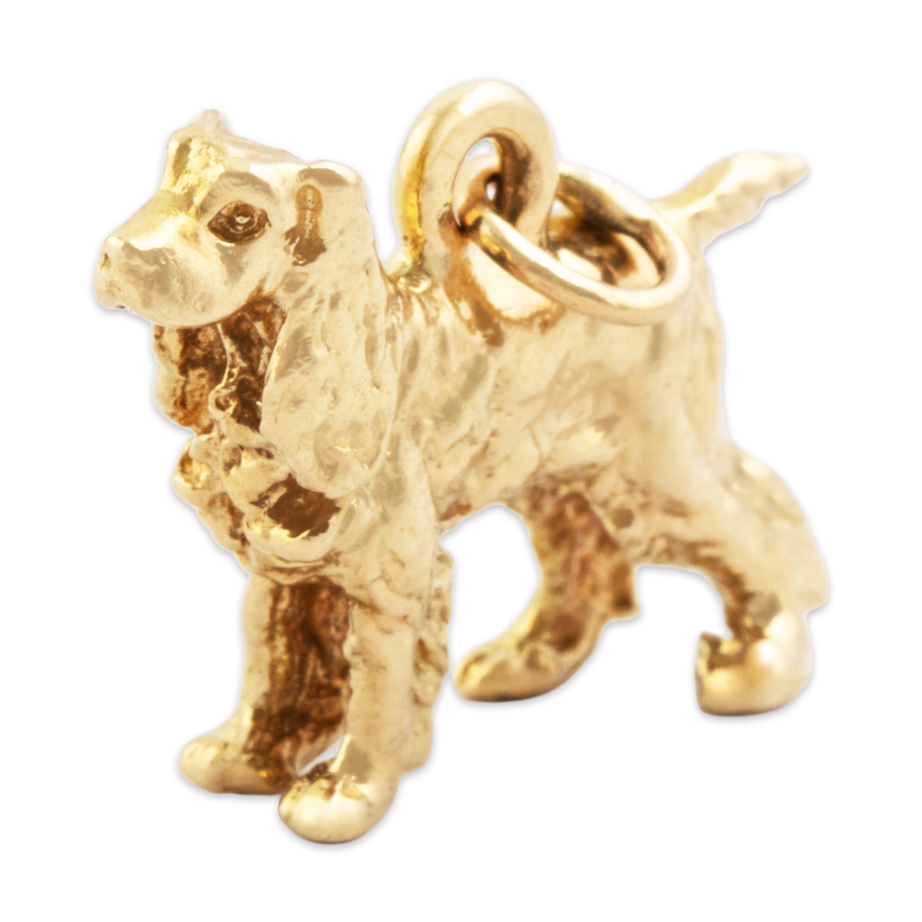 Vintage 14k Yellow Gold Heavy Figural Cocker Spaniel Charm / Pendant - Overall view