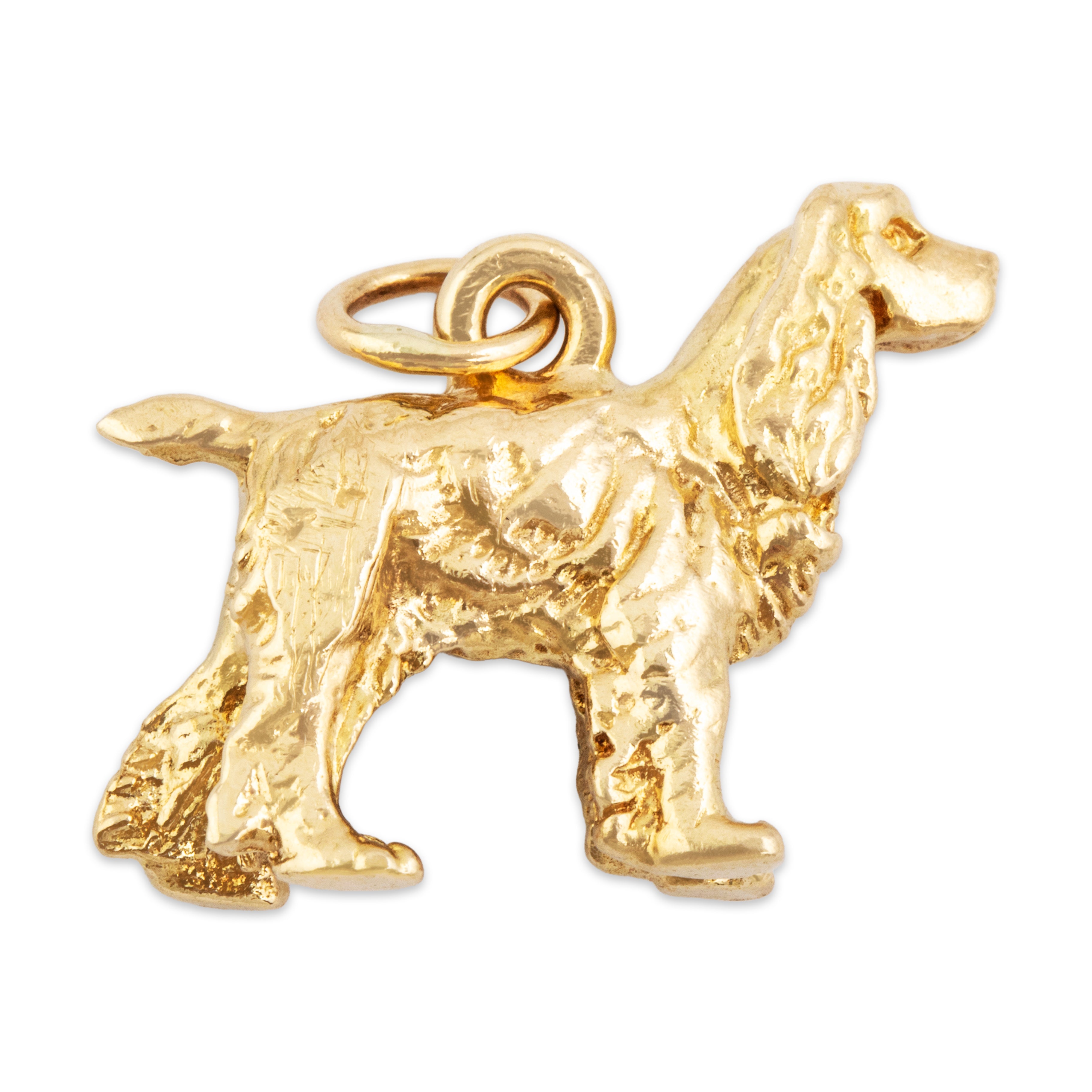 Vintage 14k Yellow Gold Heavy Figural Cocker Spaniel Charm / Pendant - detail view #1
